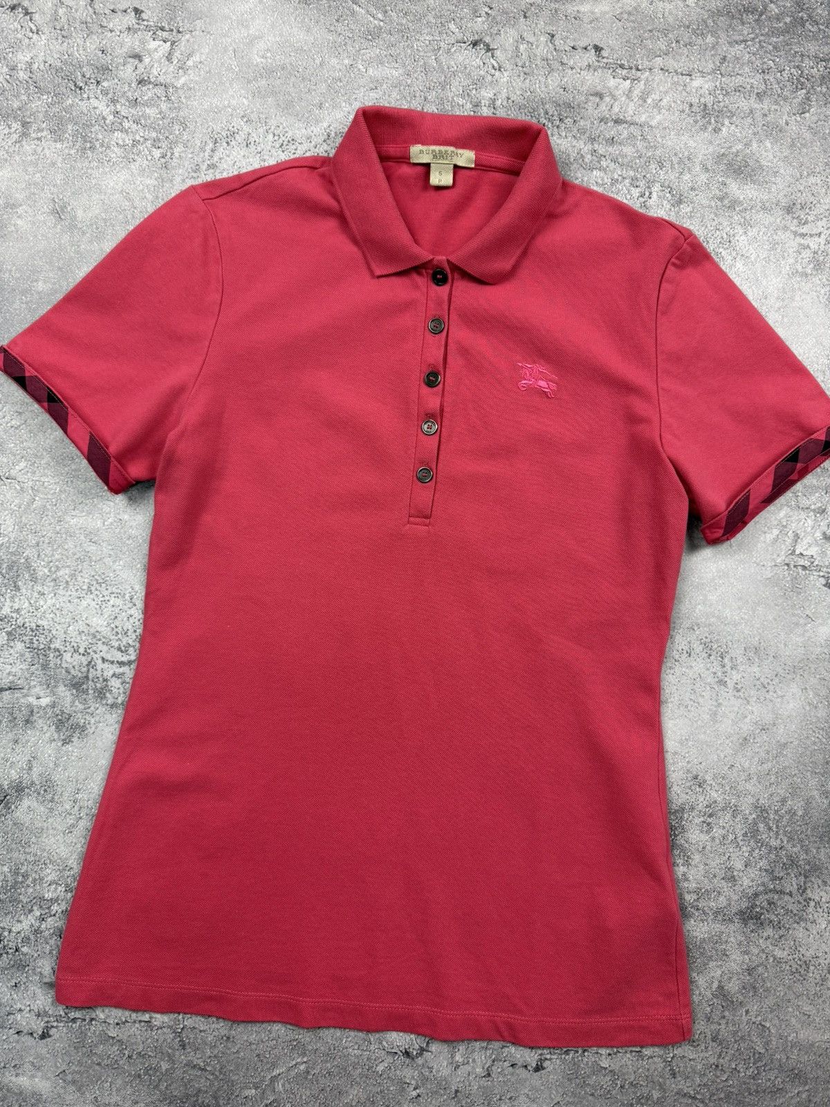 Burberry Burberry Brit Nova Check Pink Polo T-Shirt Y2K Tee Luxury Size S / US 4 / IT 40 - 8 Thumbnail