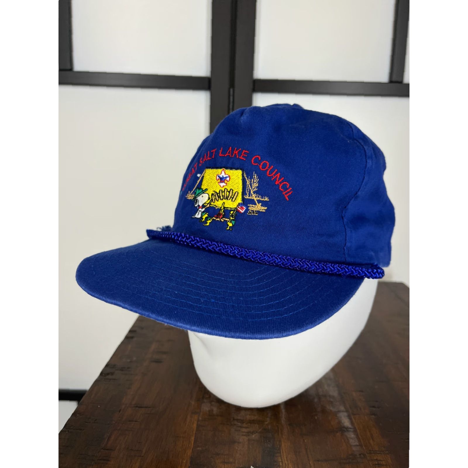 Vintage Great Salt Lake Council Hat Adult Blue Snoopy Camp Steiner BSA Cap Strap Back Size ONE SIZE - 6 Thumbnail