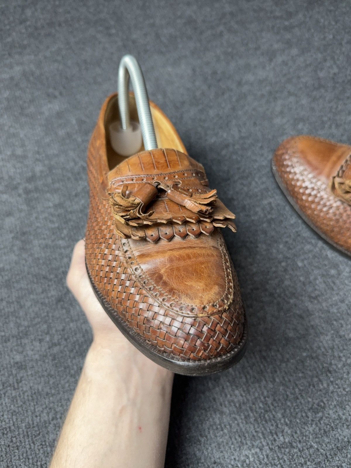 Bally Luxury Bally Woven Leather Tassel Loafers Brown Italy 42.5 Size US 9.5 / EU 42-43 - 2 Thumbnail