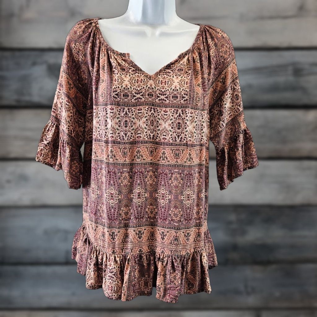 Vintage Knox Rose Womens Blouse M Purple Pink Rayon Half Sleeves Shirt Women Size M / US 6-8 / IT 42-44 - 1 Thumbnail
