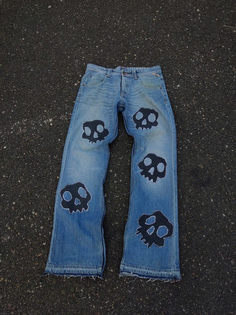 Vintage Vintage Number Nine Inspired Abstract Skull Patchwork Size US 34 / EU 50 - 2 Thumbnail