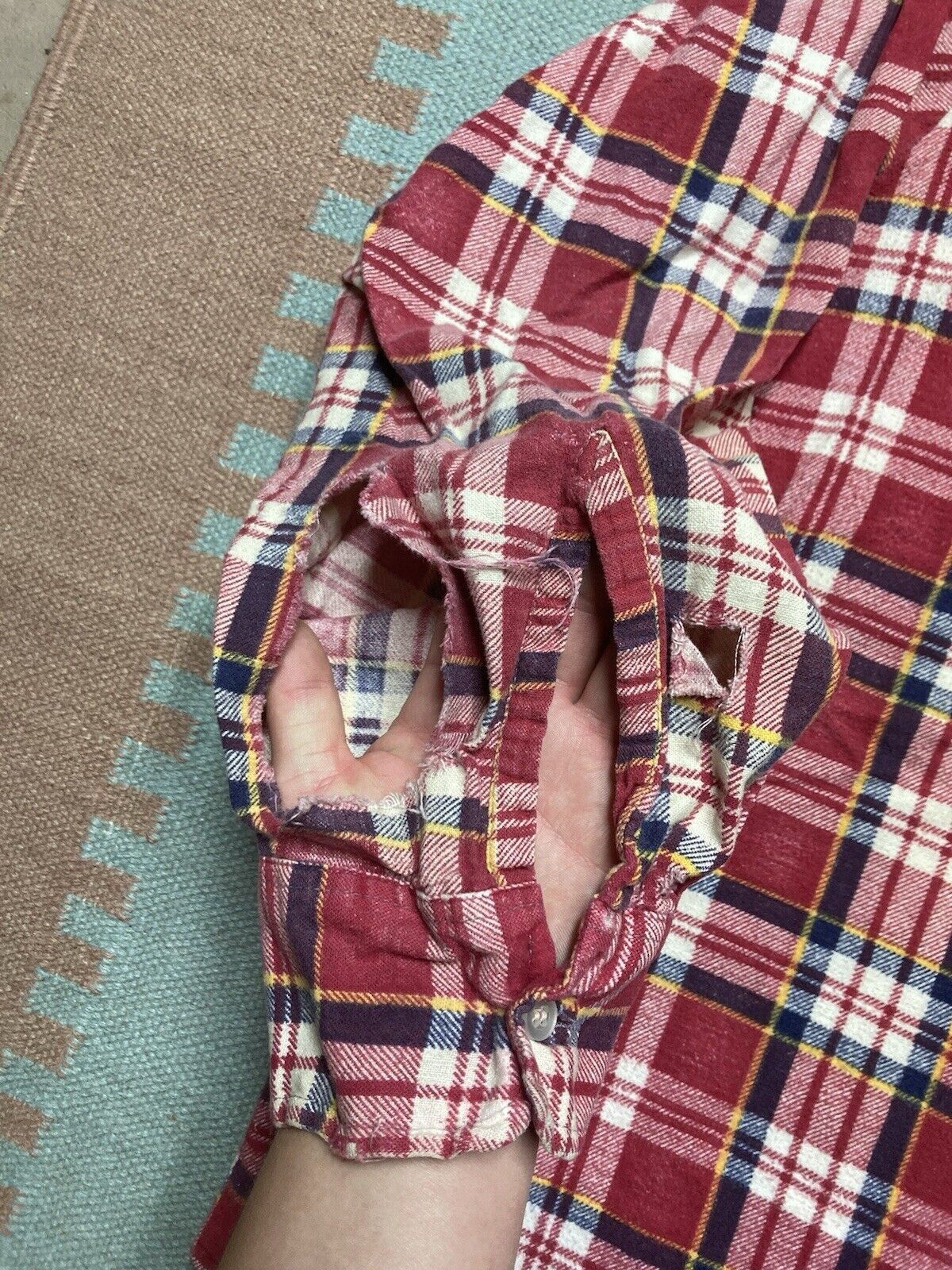 JCPenney × Vintage VTG 70s JCPenney flannel shirt plaid cotton distressed 3XL Size US XXL / EU 58 / 5 - 2 Thumbnail
