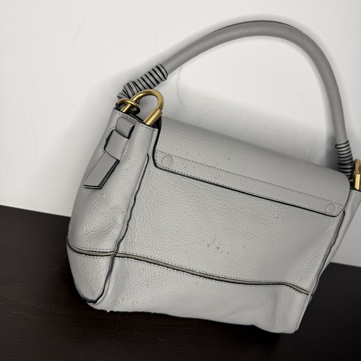 Chloe Chloe Owen Shoulder Handle Bag Gray Leather Size ONE SIZE - 6 Thumbnail