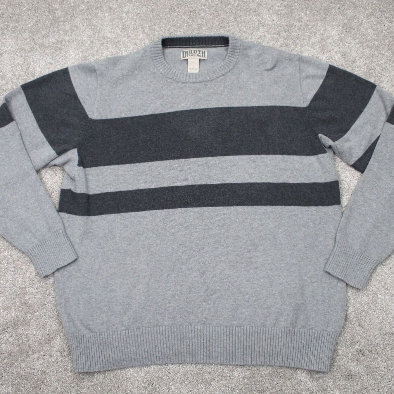 Vintage Duluth Sweater Men L Gray Strongarm Cotton Crew Stripe Pullover Knit Wool? Size US L / EU 52-54 / 3 - 2 Thumbnail