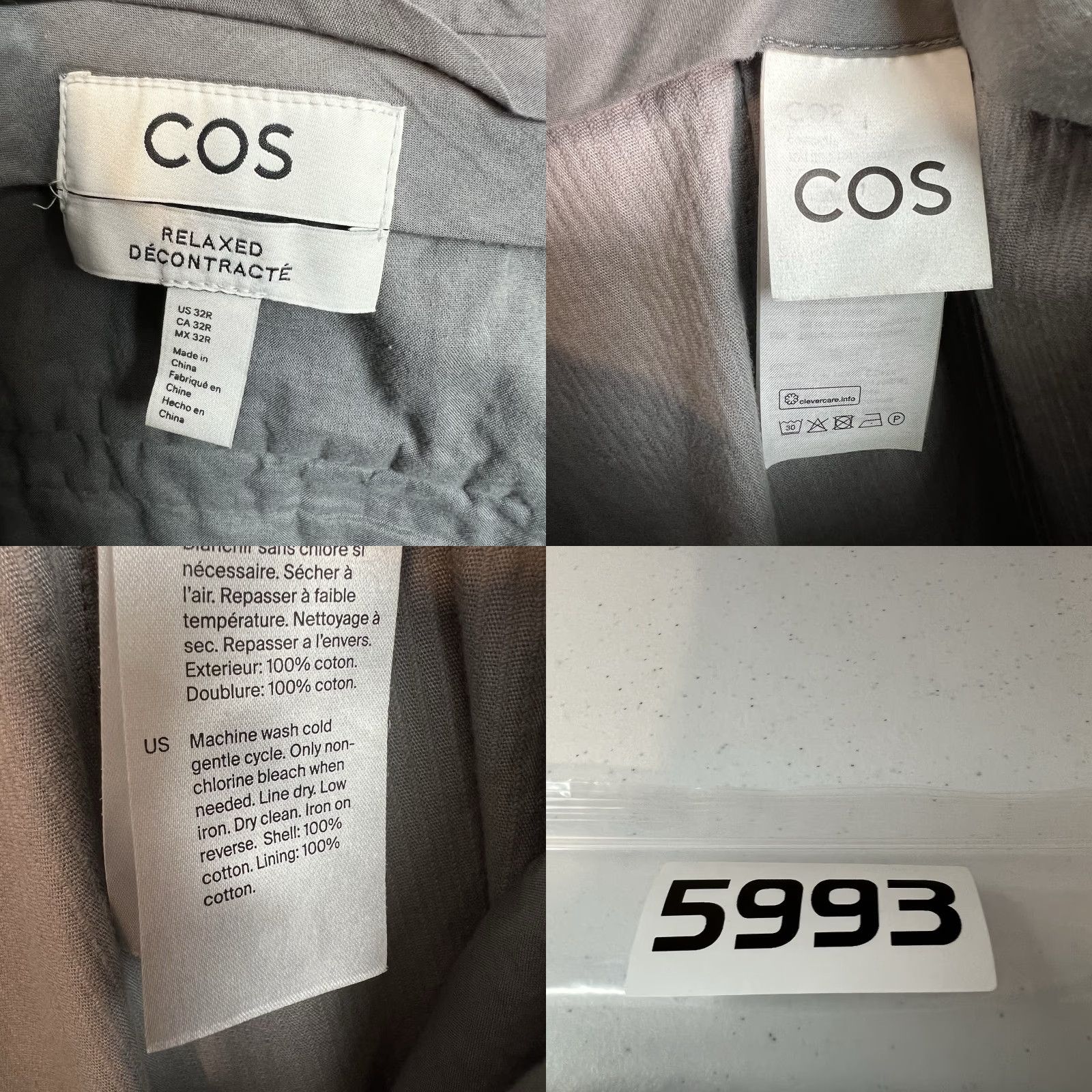 Cos COS Pants Womens 32R Gray Wide Leg Corduroy Relaxed Straight Fit Regular Inseam 26in Size 24" / US 00 / IT 34 - 8 Thumbnail