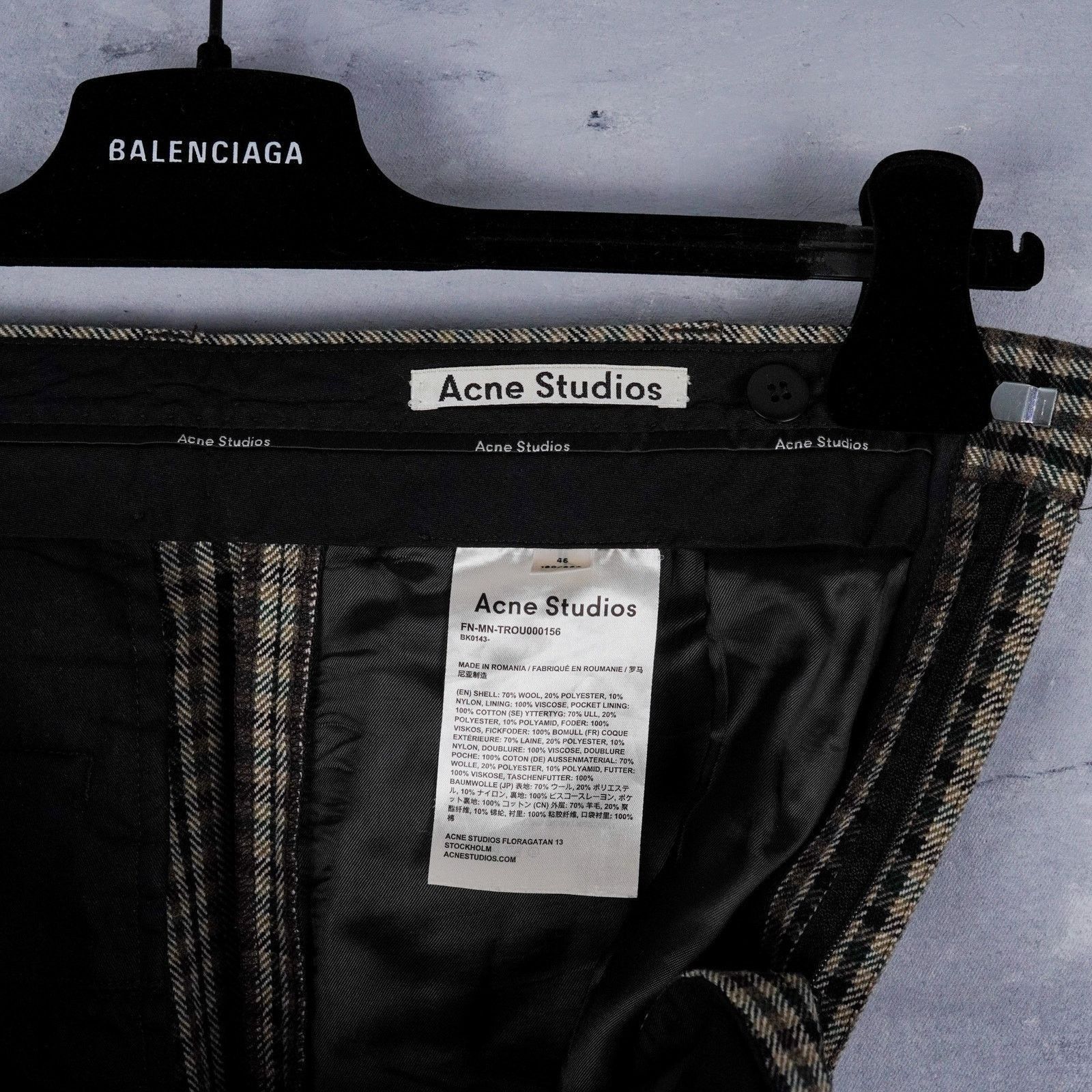 Acne Studios Acne studios brown gray wool check tailored trousers pants Size US 30 / EU 46 - 7 Thumbnail