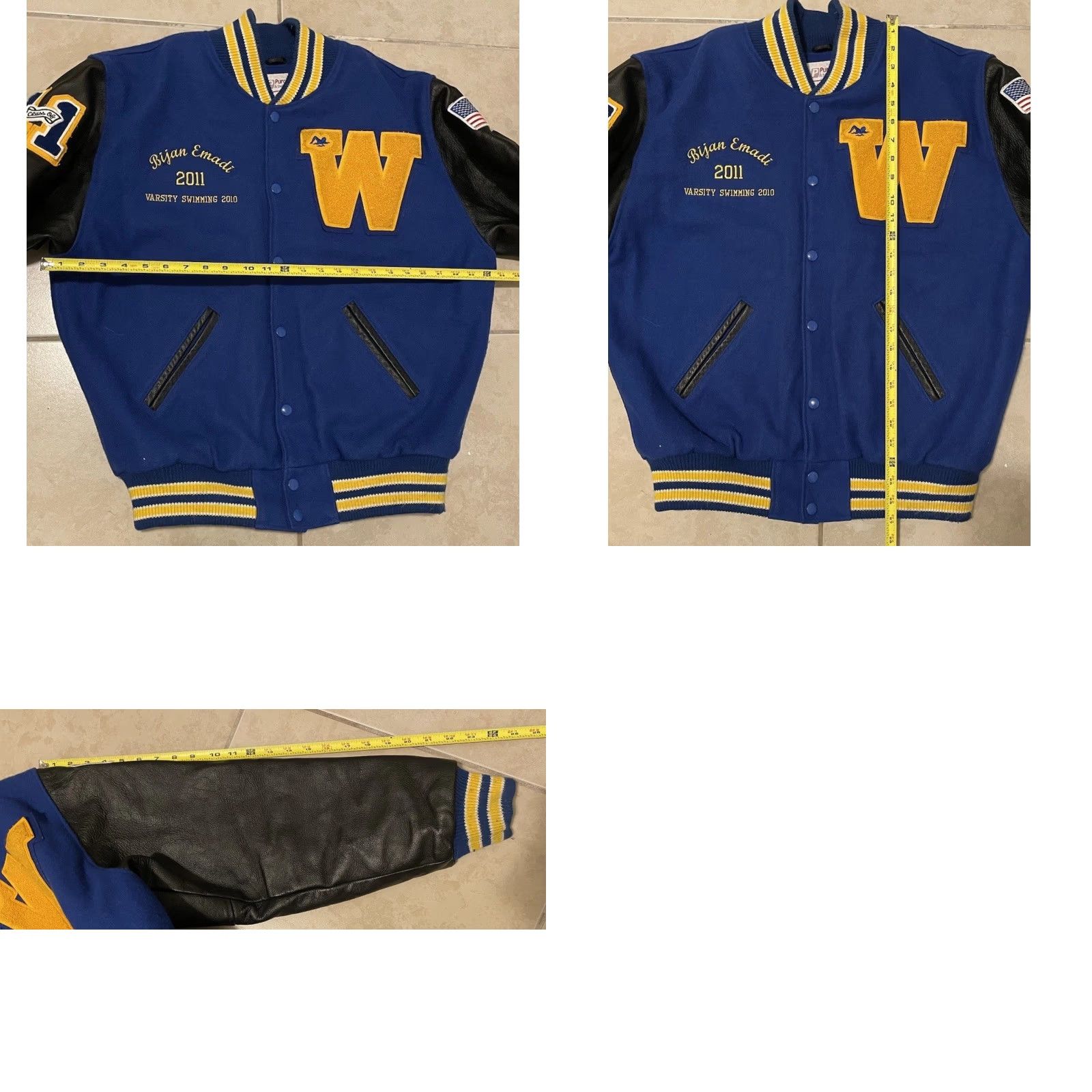 Vintage VINTAGE Wildcats Varsity Letterman Jacket M USA Blue Wool Striped Bomber Jacket 90s 2000s Grunge College School Football Track & Field Athletic Mens Size US M / EU 48-50 / 2 - 8 Thumbnail