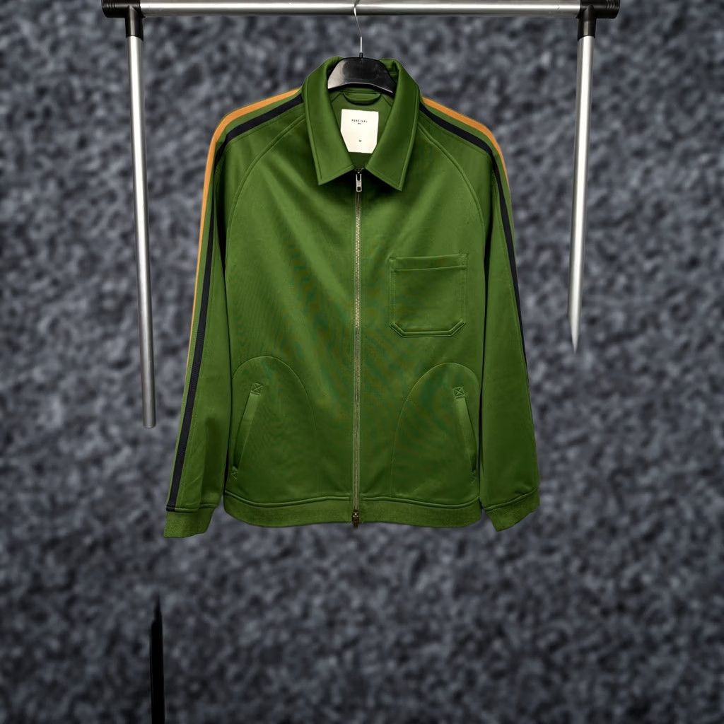 Percival Percival Mens Track Top Tracksuit Jacket Size M Green Solid Activewear Tracksuit Men M Size 40R - 1 Thumbnail