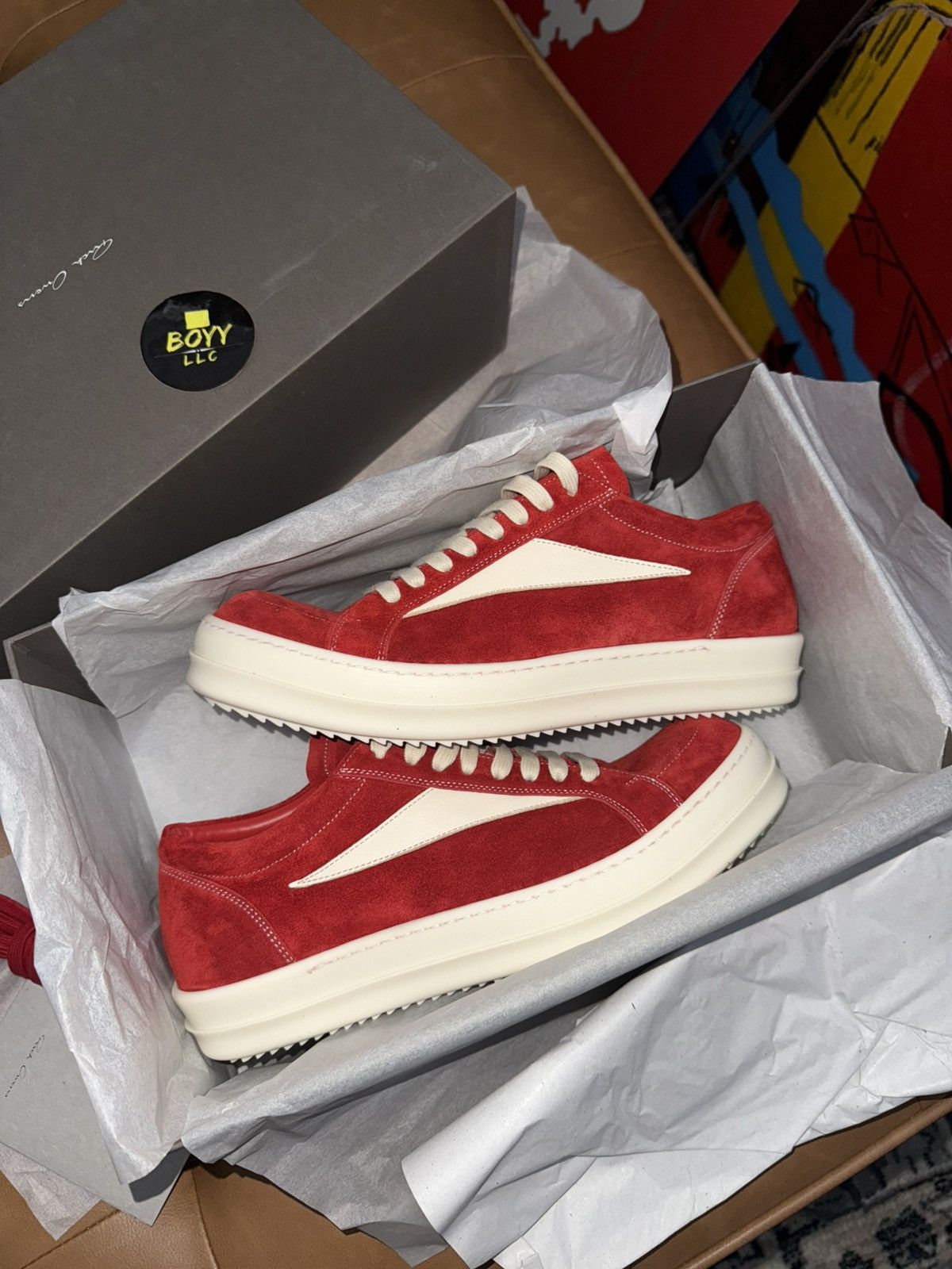 Rick Owens Rick owens red suede cardinal vintage low top sneakers Size US 7 / EU 40 - 2 Thumbnail