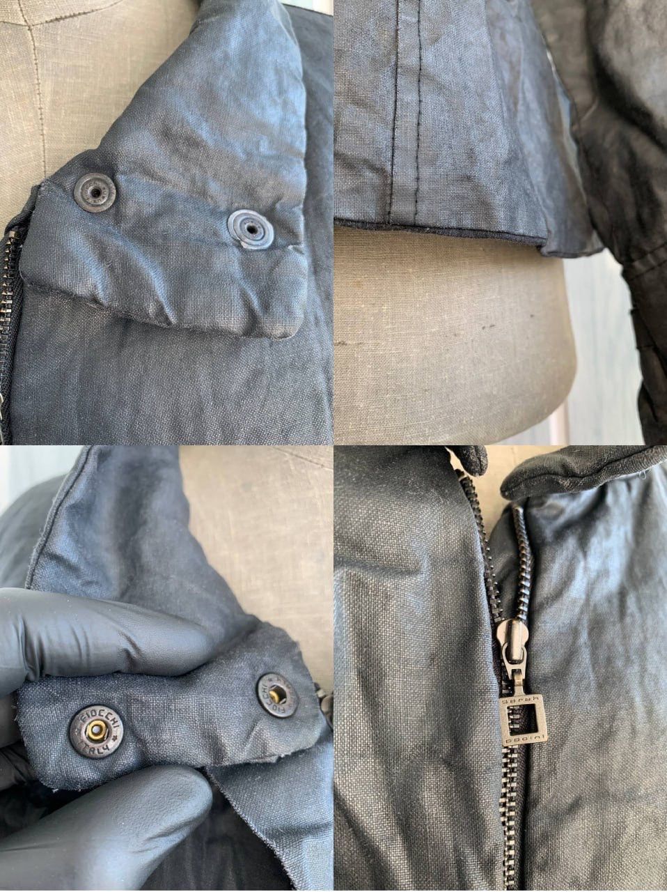 Japanese Brand × Sarah Pacini SARAH PACINI Navy Ramie & Resin Blend Mock Geometric Jacket Size S / US 4 / IT 40 - 23 Thumbnail
