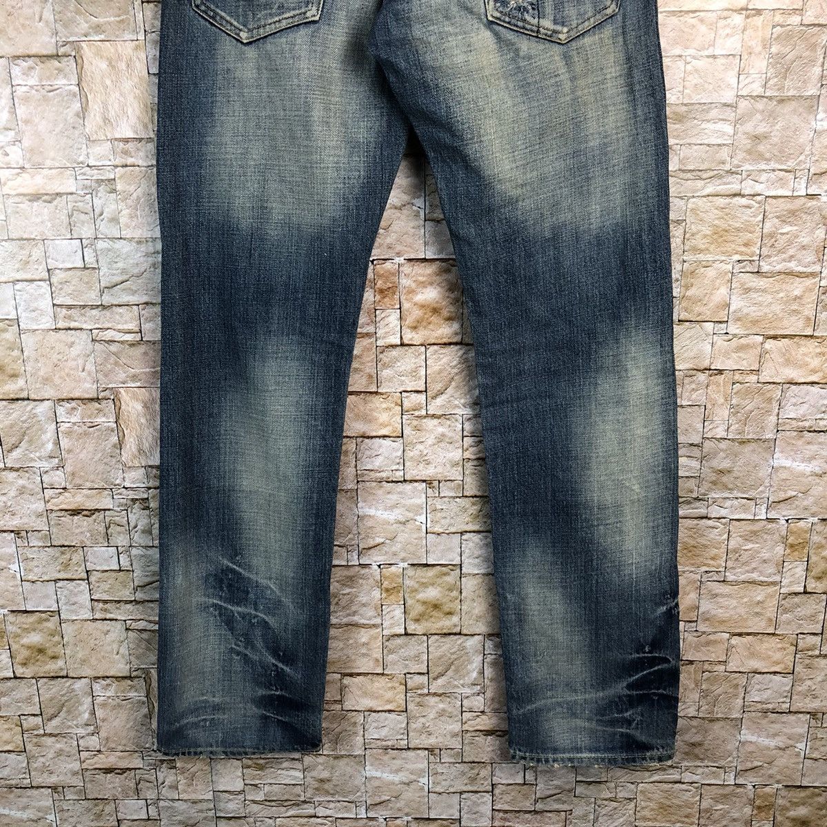 Japanese Brand Bartack Works Blue Distressed Denim Pants #A143 Size US 27 - 19 Thumbnail