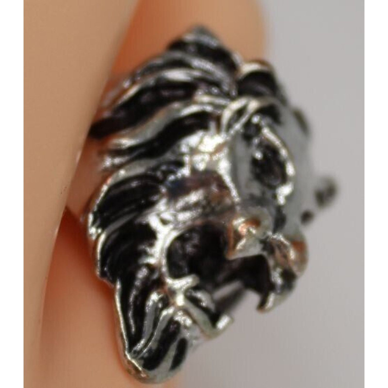 Other Roaring Lion's Head Ring • Leo • 3D Silvertone • Size 9.75 Size ONE SIZE - 3 Thumbnail