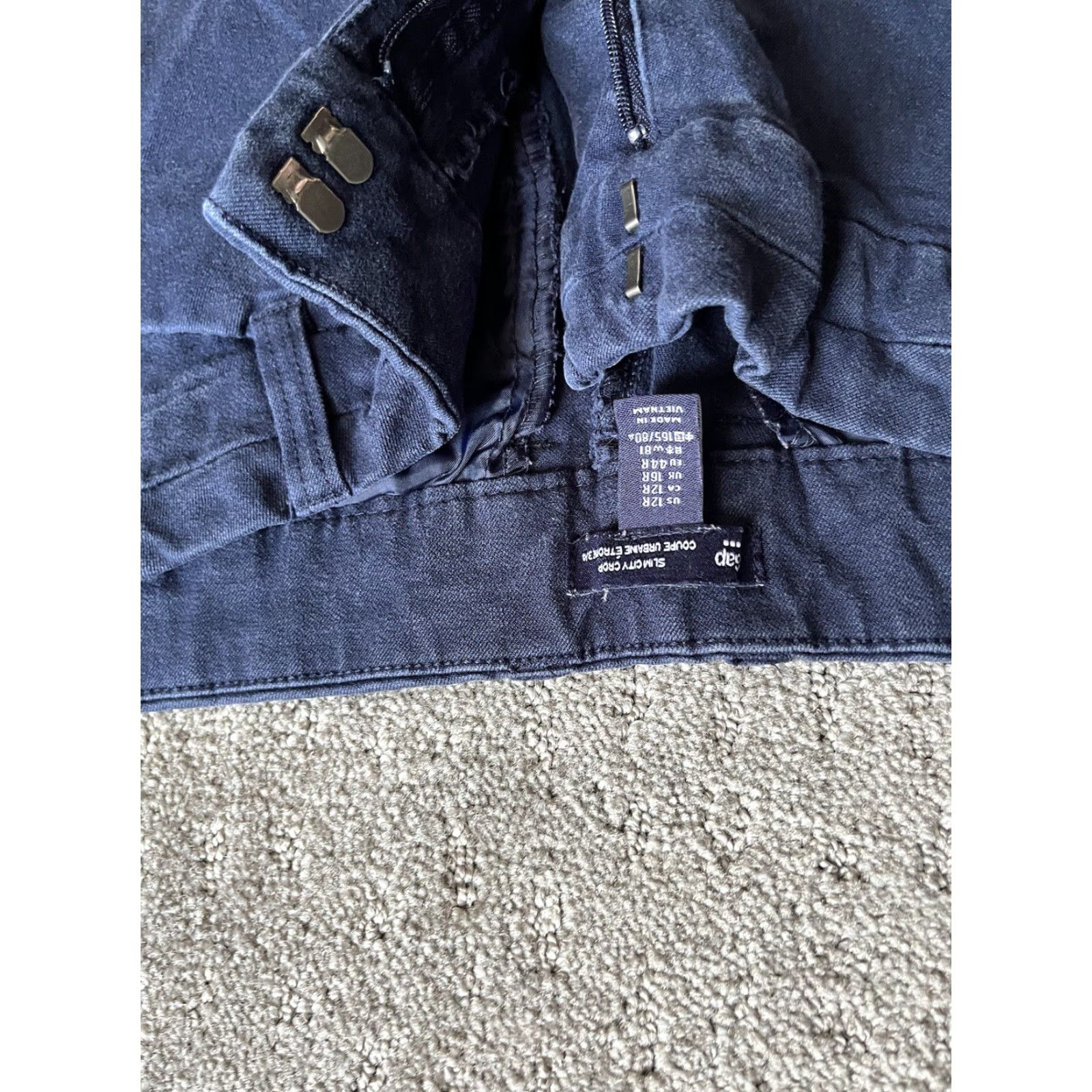 Gap VINTAGE GAP Women's Cropped Pants Size 12 Navy Blue City Style Casual Straight Leg Size 34" / US 12 / IT 48 - 5 Thumbnail