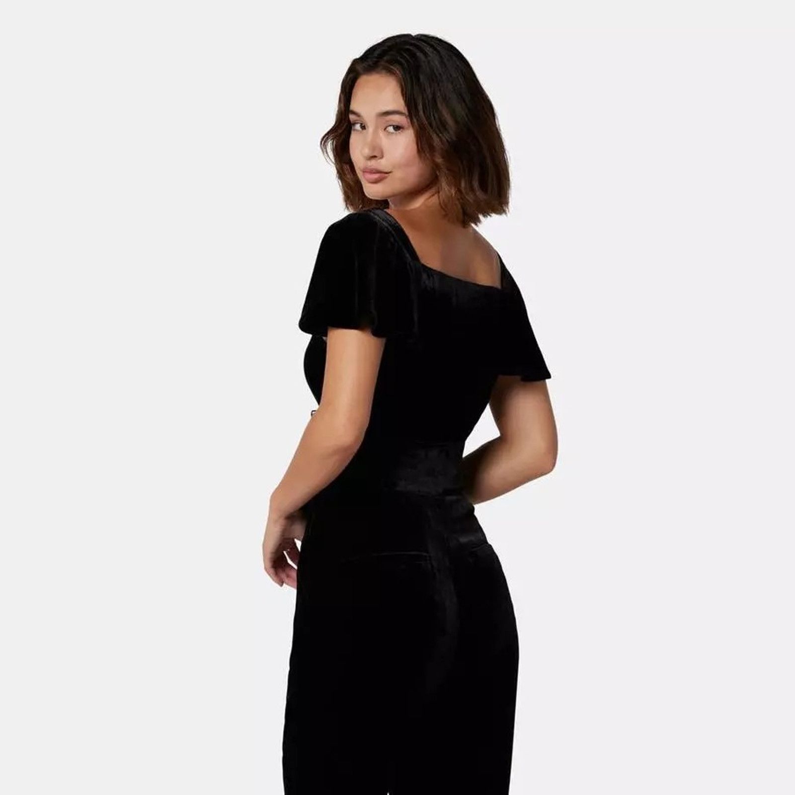 Joie Joie Juniper Velvet Flutter Sleeve Blouse Top Black Caviar Size M / US 6-8 / IT 42-44 - 2 Thumbnail