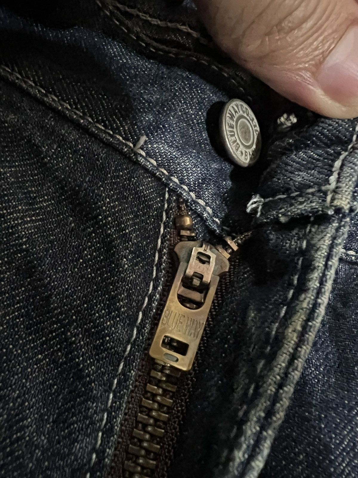 If Six Was Nine × Japan Blue 🌈90’s Blue Way Distressed Mud Wash Jean Made In Nippon Size US 31 - 17 Thumbnail