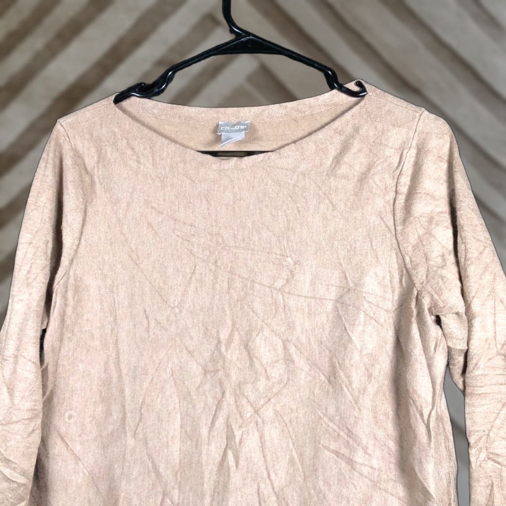 Vintage Chico's Womens Sweater Brown Popover Long Sleeve Rayon Blend Lightweight 1 (M) Size M / US 6-8 / IT 42-44 - 1 Thumbnail