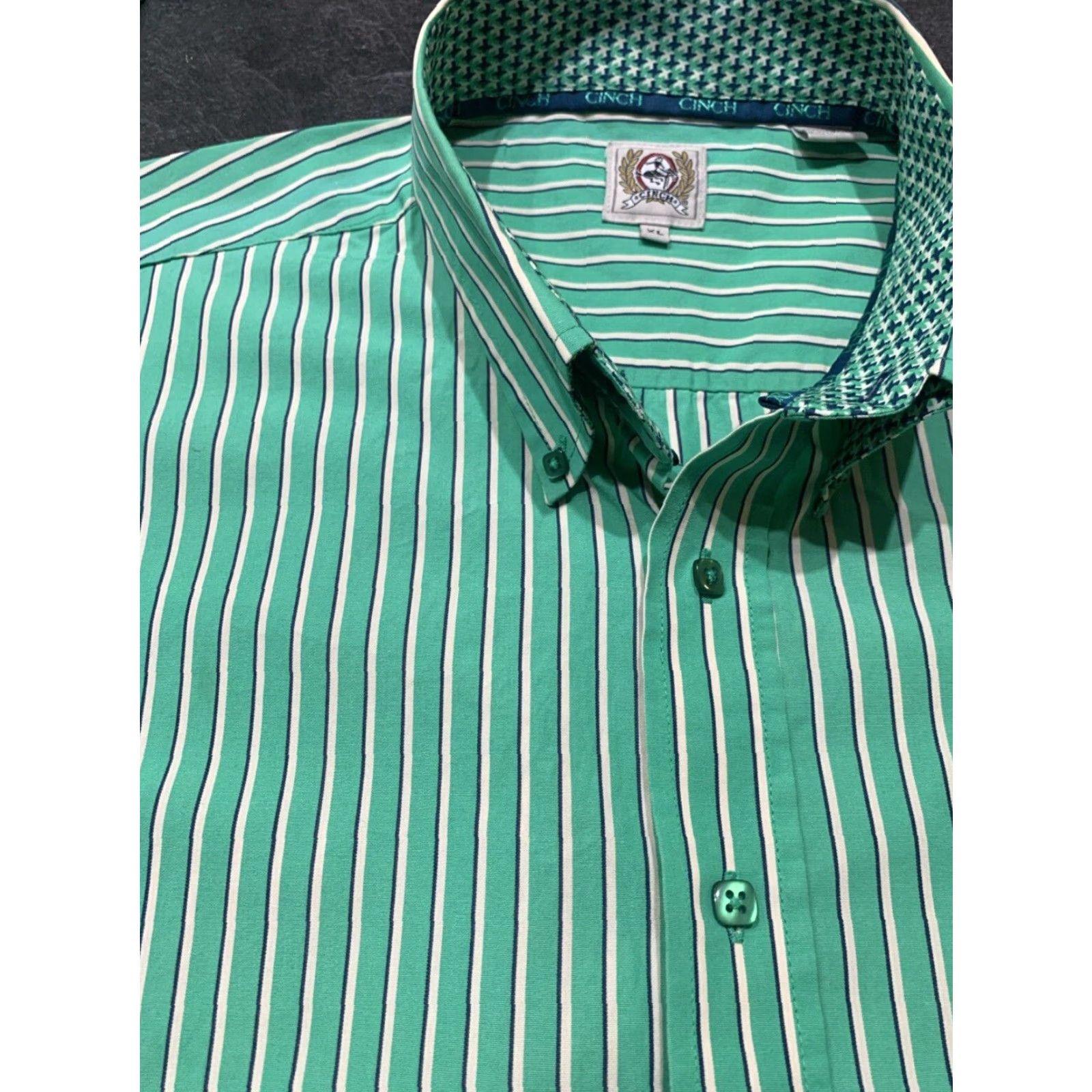 Vintage Cinch Green Striped Button-Down Collar Shirt XL Long Sleeve Mens Classic Western Size US XL / EU 56 / 4 - 5 Thumbnail