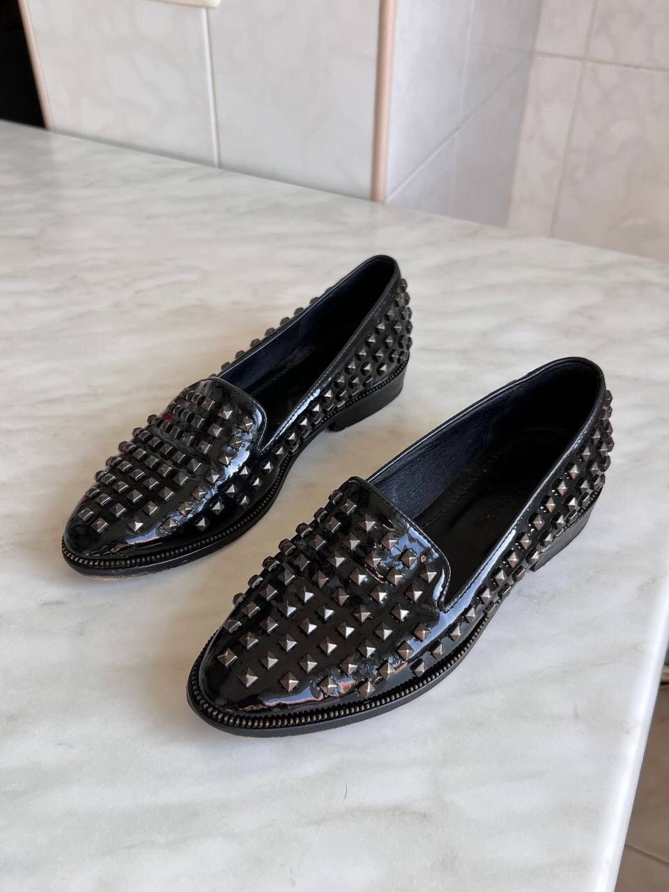 Leather × The Kooples The Kooples Black Leather Loafer Studded Shoes Avant-Garde Size US 7 / IT 37 - 3 Thumbnail
