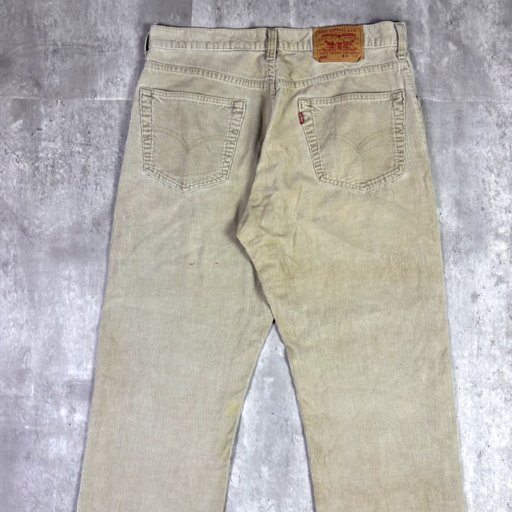 Vintage VINTAGE Levi Strauss 505 Corduroy Jeans Beige Straight Levi's 505 Mens Regular 32x30 Jeans Size US 32 / EU 48 - 7 Thumbnail