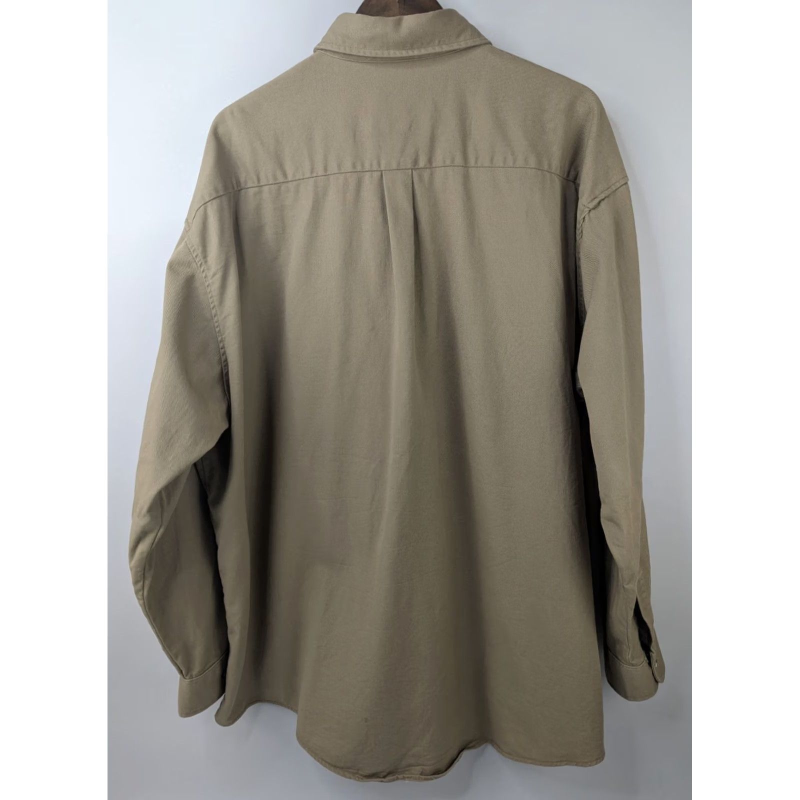 Wrangler Wrangler Shirt Mens 2XL Khaki Beige FR Button-Up Long Sleeve Workwear Collared Button-Front Safety Pockets Cowboy Western Size US XXL / EU 58 / 5 - 6 Thumbnail