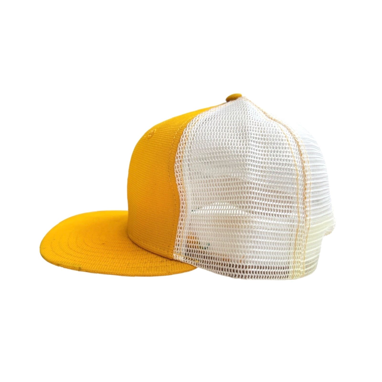 New Era VINTAGE New Era Snapback Hat Trucker Adjustable USA 90s Deadstock NWOT Yellow Mens Size S/M Size ONE SIZE - 3 Thumbnail