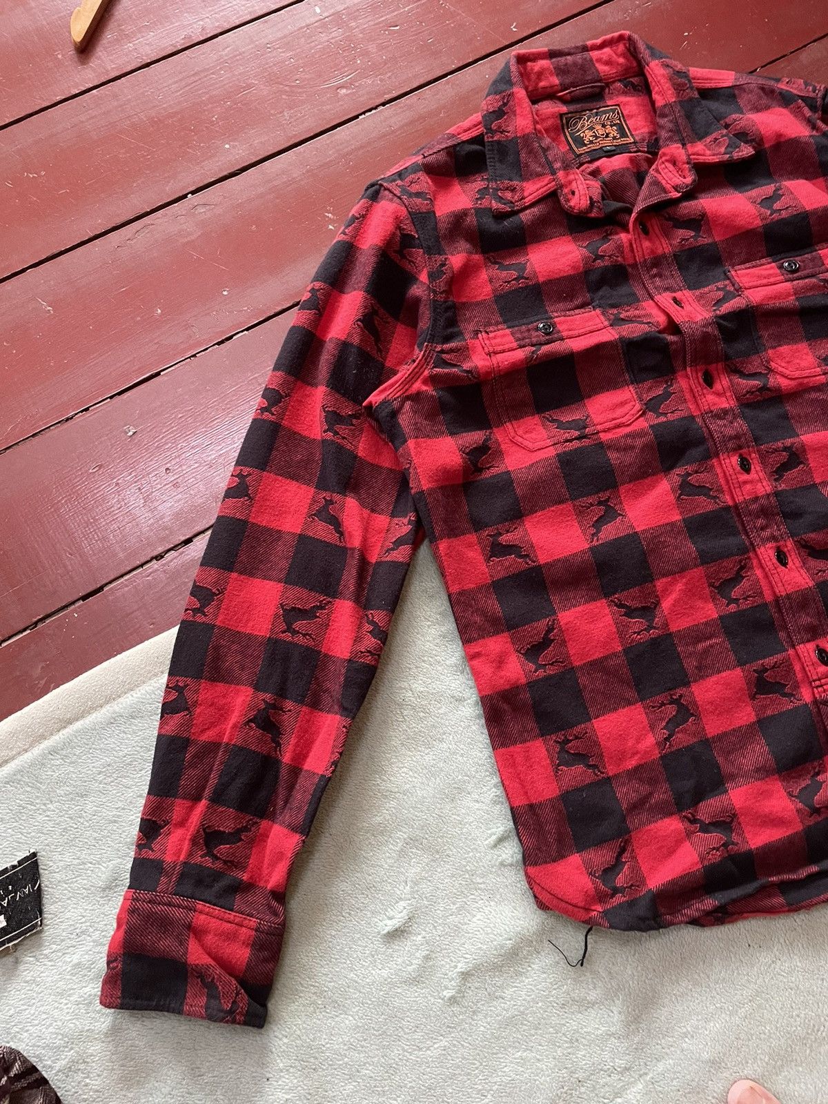 Beams Plus Beams Hard Cotton Red Tartan Deer Design Size US L / EU 52-54 / 3 - 3 Thumbnail