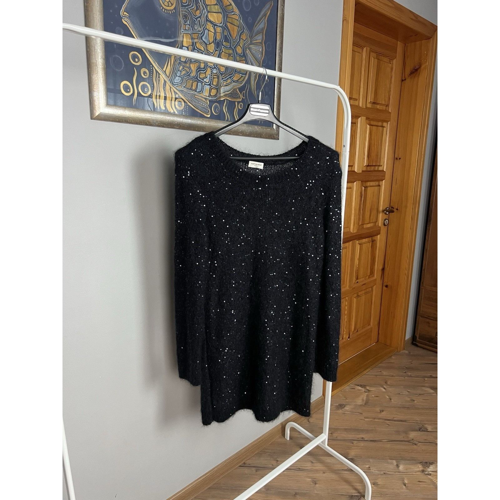 Saint Laurent Paris Saint Laurent RECENT Black Wool Oversized Glitter Knitted Cr Size M / US 6-8 / IT 42-44 - 12 Thumbnail