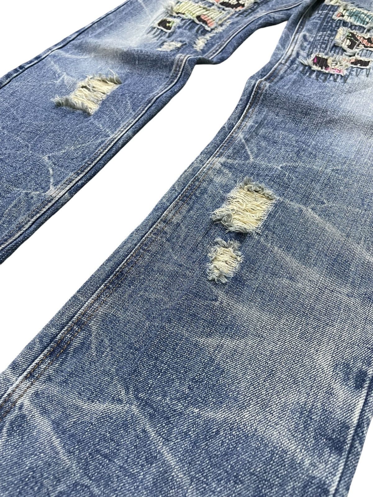 5351 POUR LES HOMMES × Hysteric Glamour Boro Heavy Stitched Japanese Brand Distressed Jeans Size US 30 / EU 46 - 6 Thumbnail