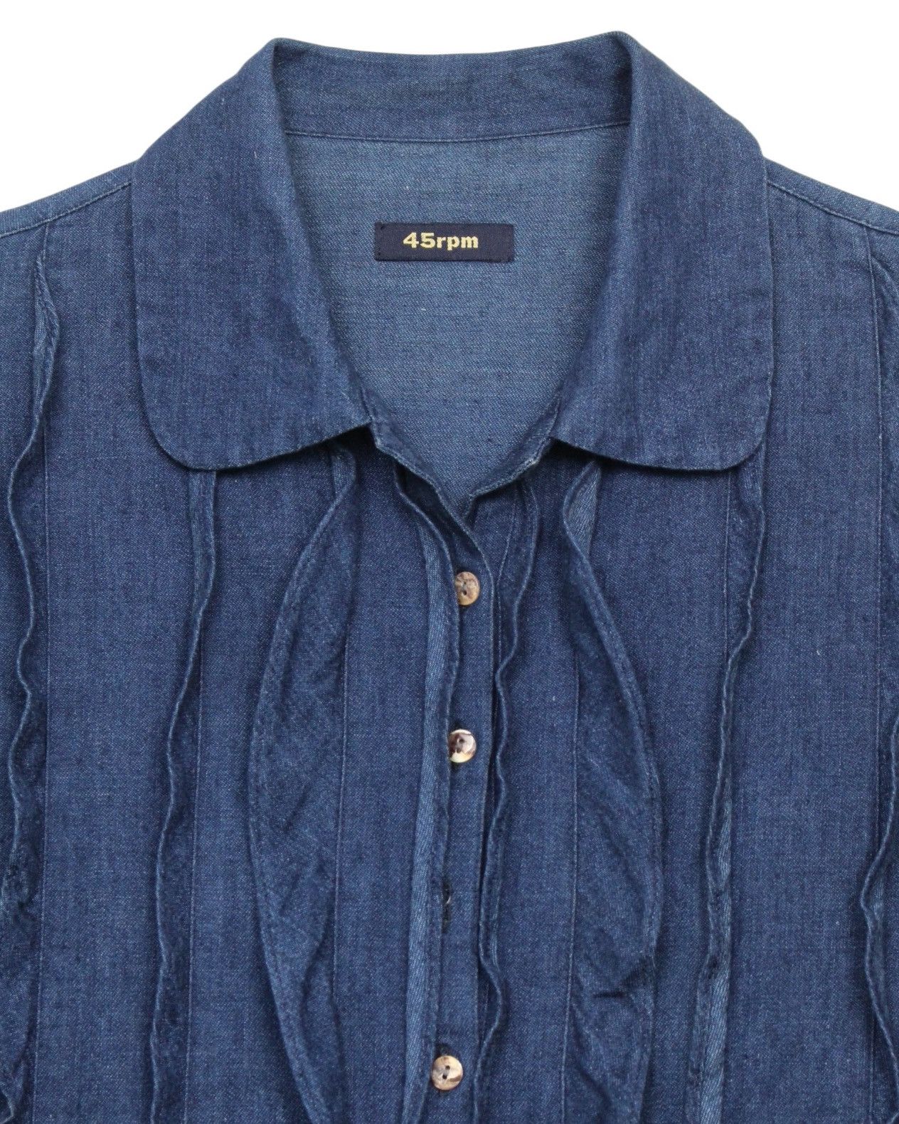 45rpm 2010S 45RPM INDIGO RUFFLED DENIM BLOUSE Size M / US 6-8 / IT 42-44 - 3 Thumbnail