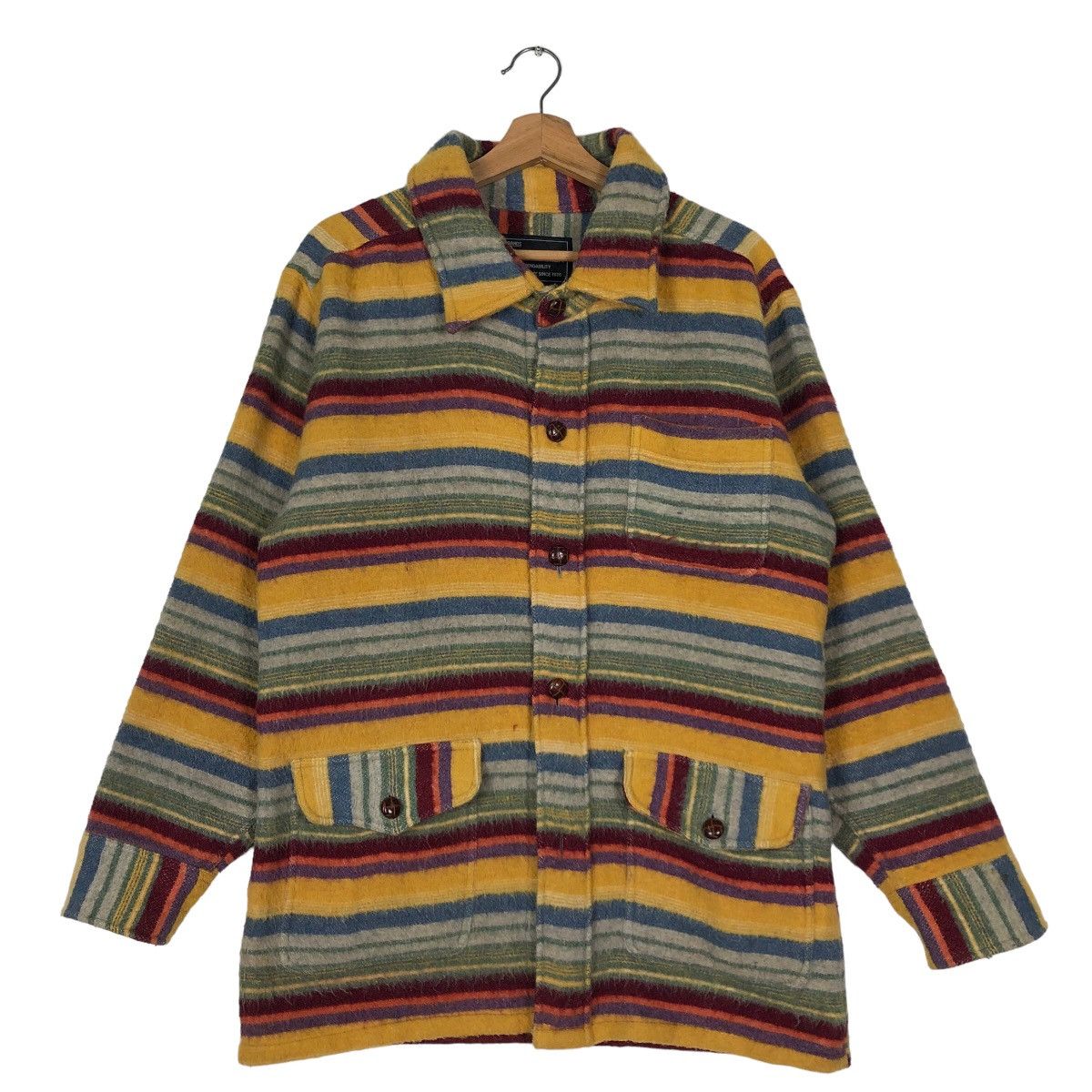 Japanese Brand 🔥Vintage Wool Jacket Striped Johns Hamer Issey Miyake Size US L / EU 52-54 / 3 - 1 Thumbnail