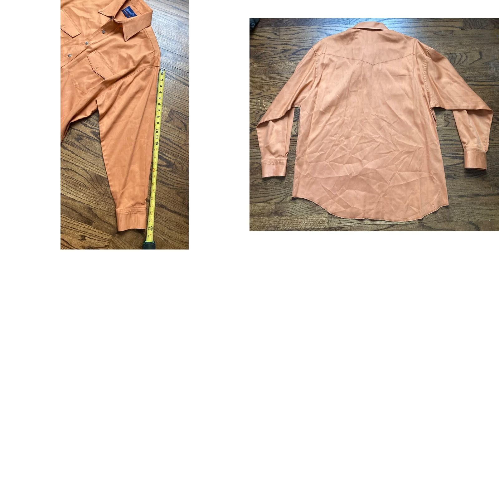 Wrangler VTG Wrangler Western Dress Shirt Mens 17.5/35 Orange Button Up X-Long Tails Size 48R - 8 Thumbnail