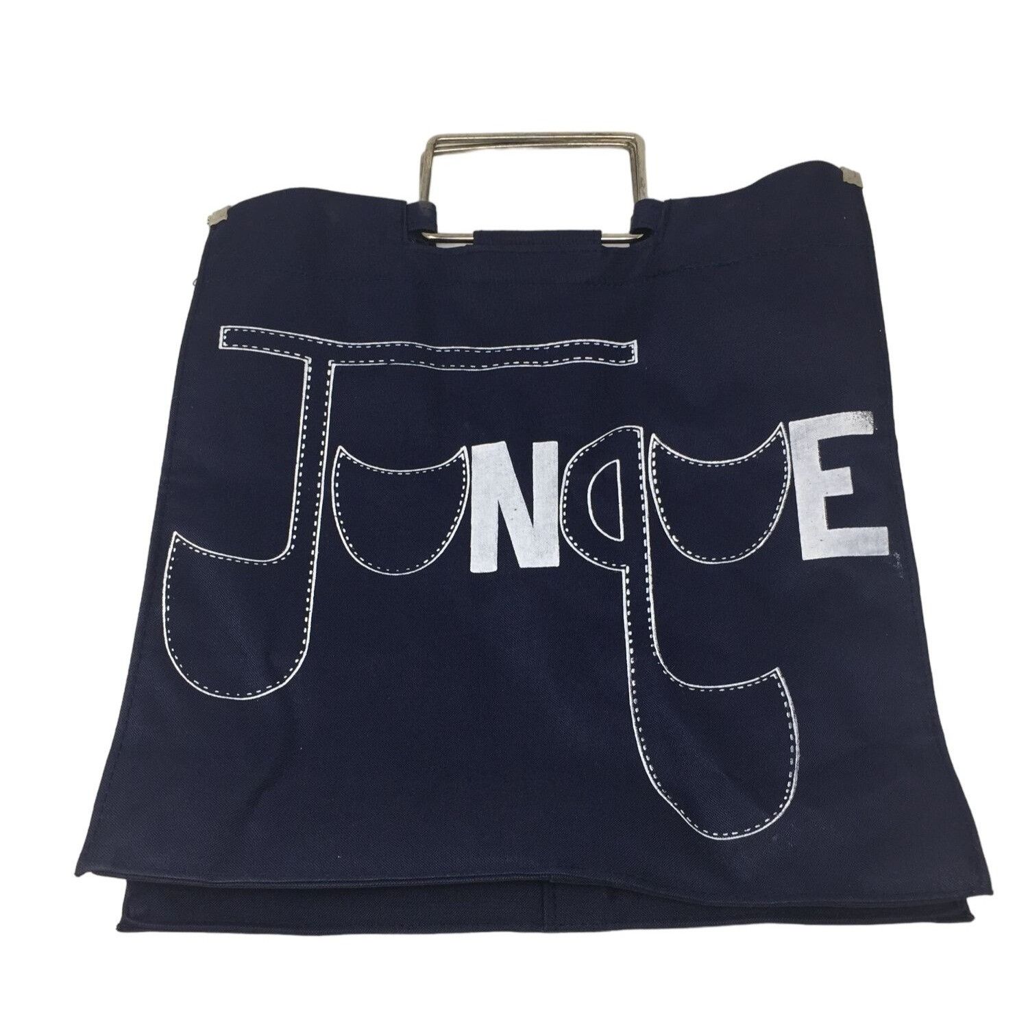 Other Navy Blue and White Junque Bag with Silver Metal Handles (ab Size ONE SIZE - 1 Thumbnail