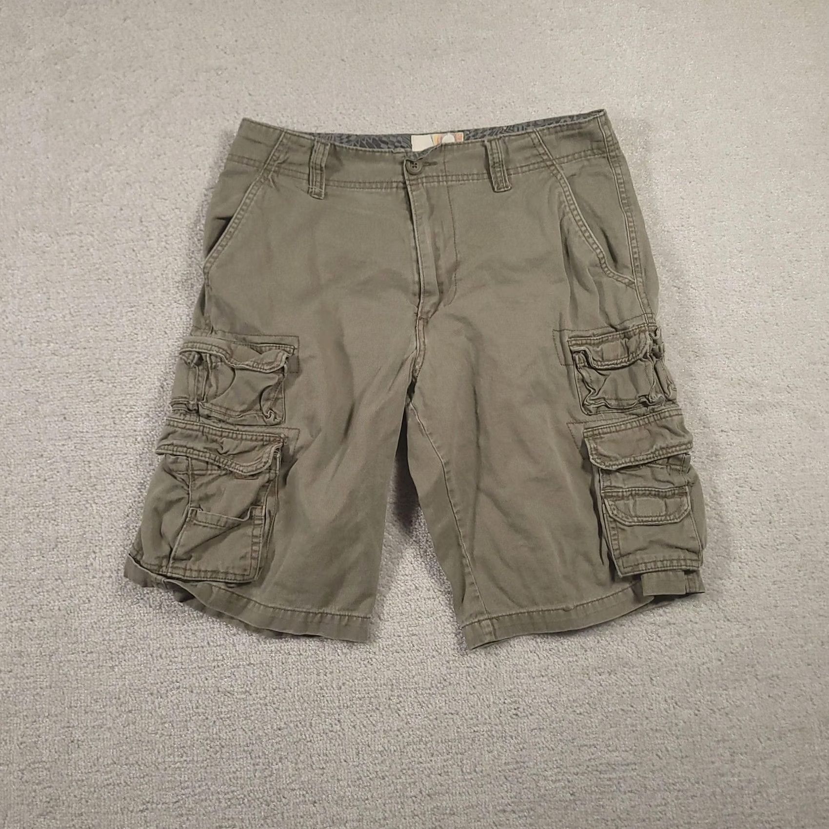 Ocean Pacific OP Cargo Shorts Mens 32 Green Multi Pocket Utility Cotton Casual Size US 32 / EU 48 - 2 Thumbnail