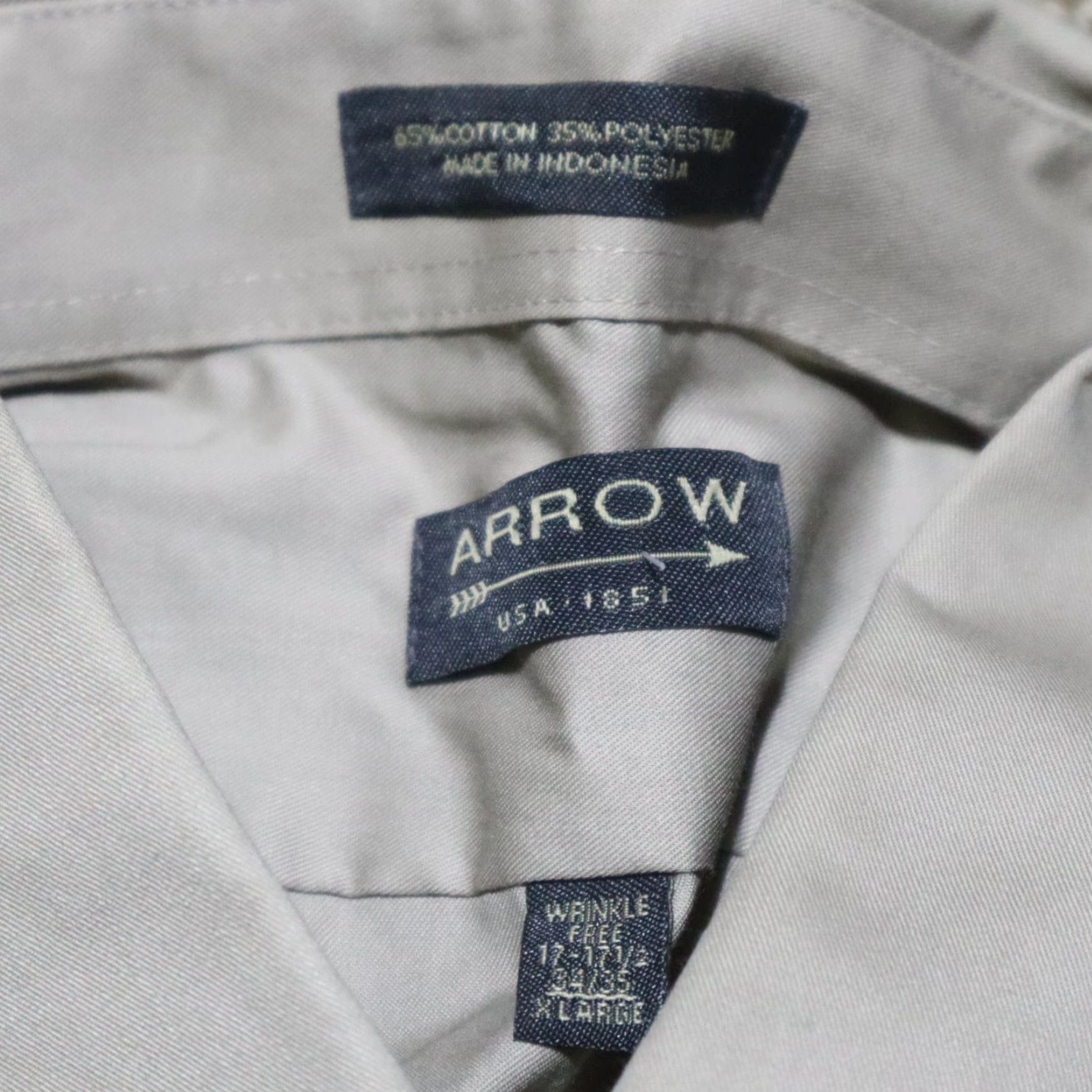 Arrow Arrow Shirt Men 17.5 34/35 Brown Button-Down Long Sleeve Casual Formal Business Solid 47 Chest USA Bradstreet Size 46R - 3 Thumbnail