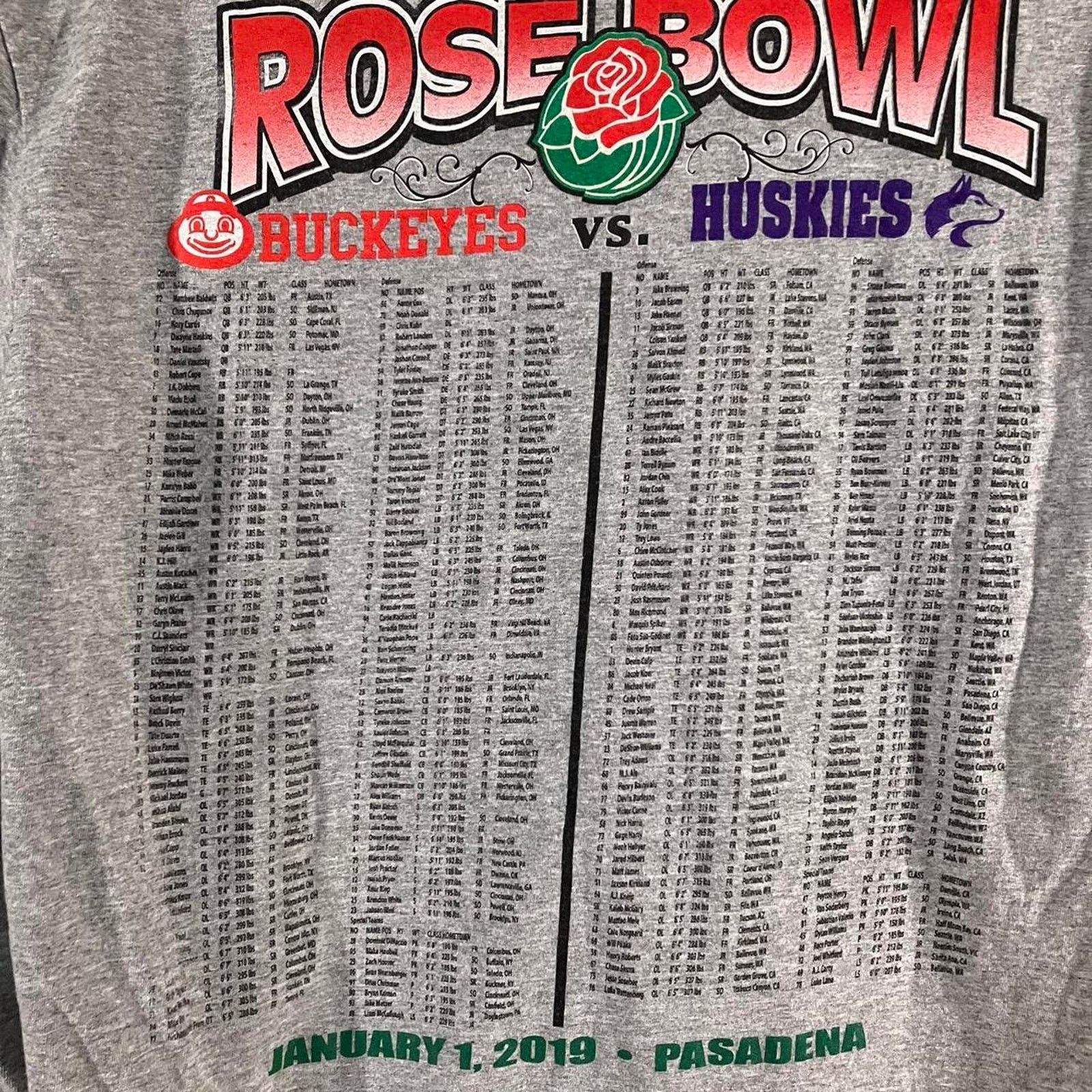 Fruit Of The Loom × NCAA 2019 Grey Buckeyes vs Huskies Rose Bowl T-shirt Medium Size US M / EU 48-50 / 2 - 5 Thumbnail
