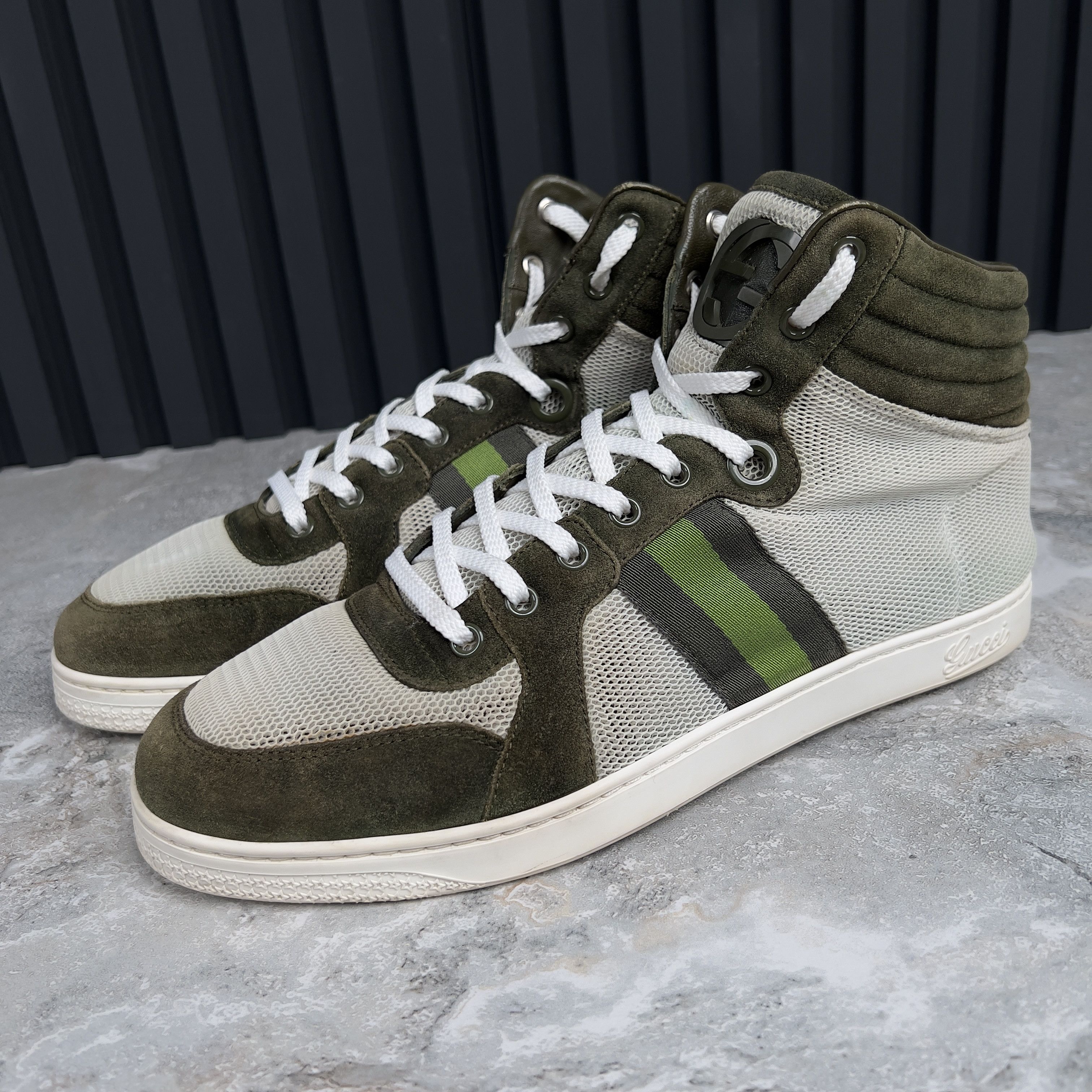 Gucci Gucci High top Ronnie web green Padded High Black Red 