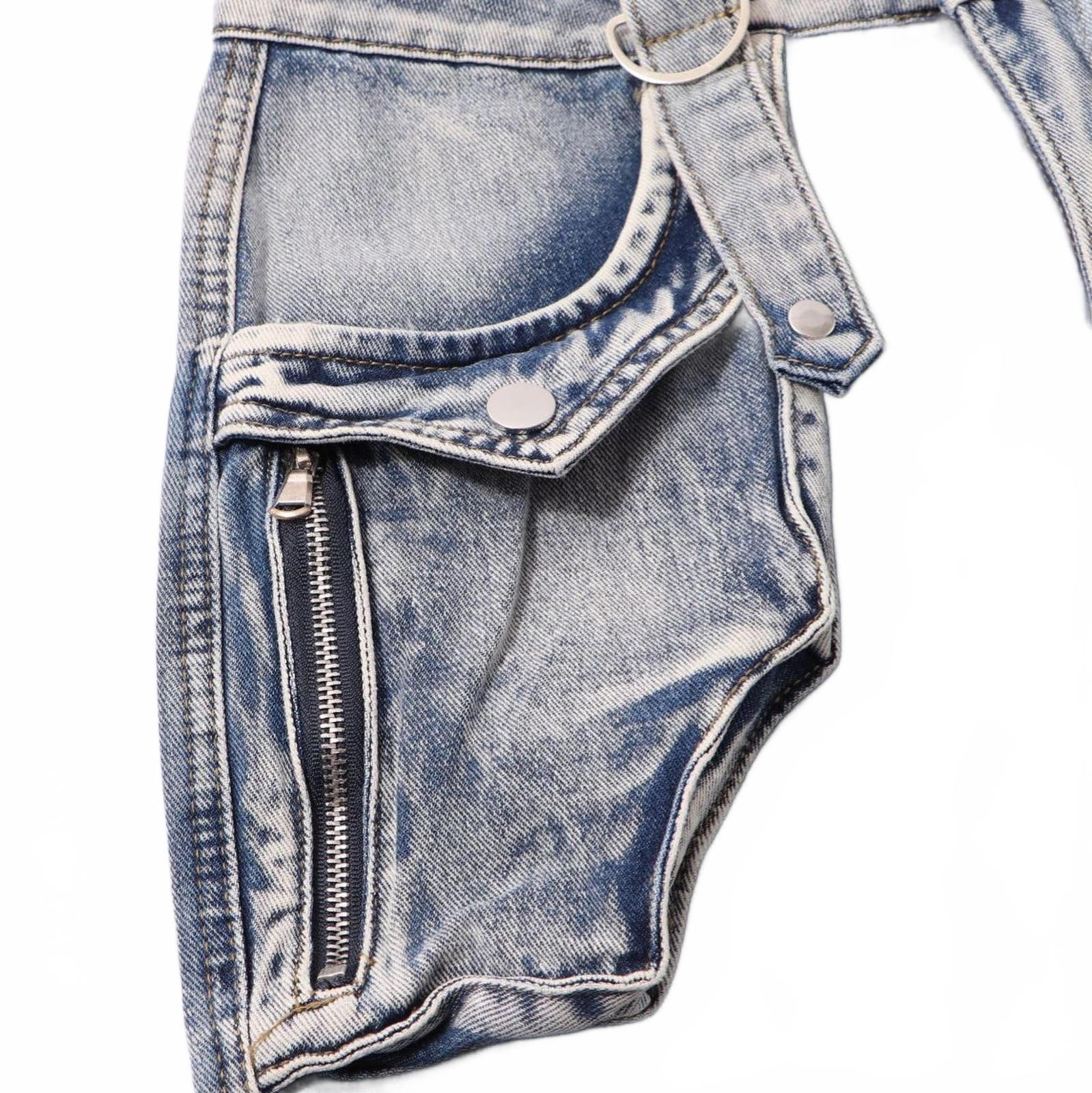 Japanese Brand Wide Leg Cargo Denim Pants, Baggy Cargo Jeans Size US 30 / EU 46 - 2 Thumbnail
