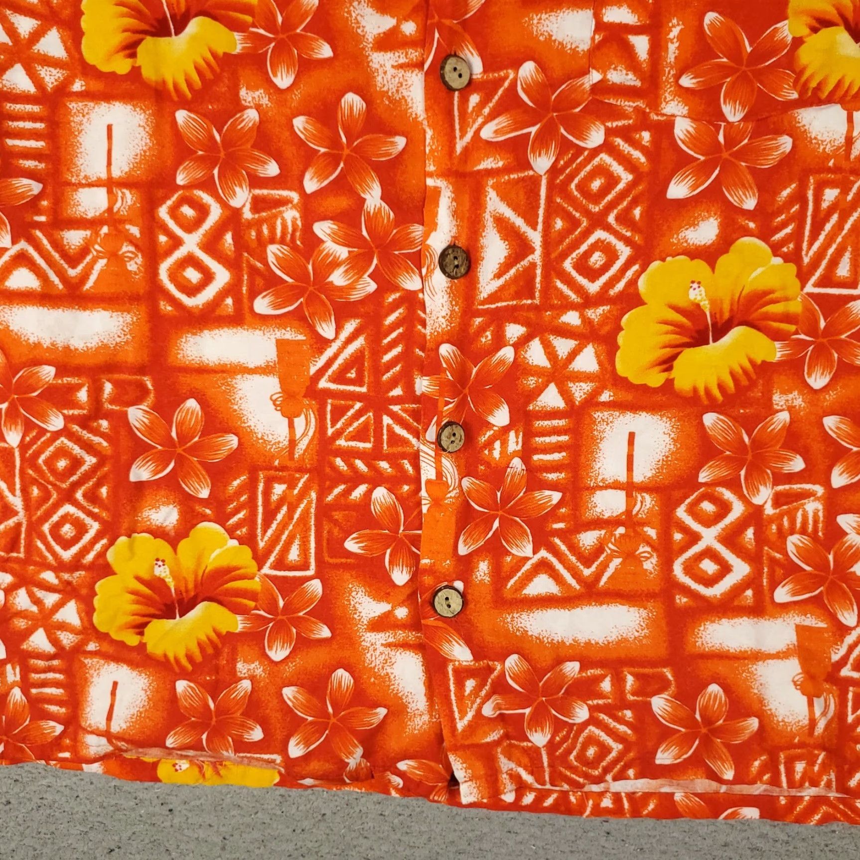 Vintage Kennington Shirt Mens M Orange Floral Rayon Hawaiian Short Sleeve Size US M / EU 48-50 / 2 - 3 Thumbnail