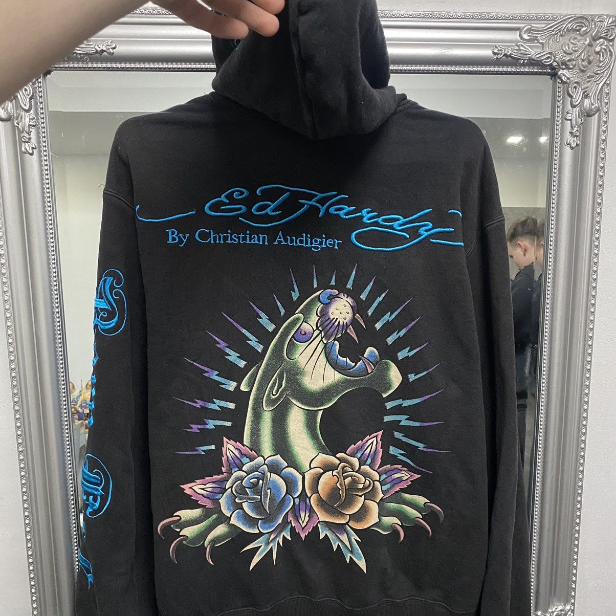 Ed Hardy Vintage Ed Hardy Zip Hoodie All Print By Christian Audigier Size US L / EU 52-54 / 3 - 11 Thumbnail