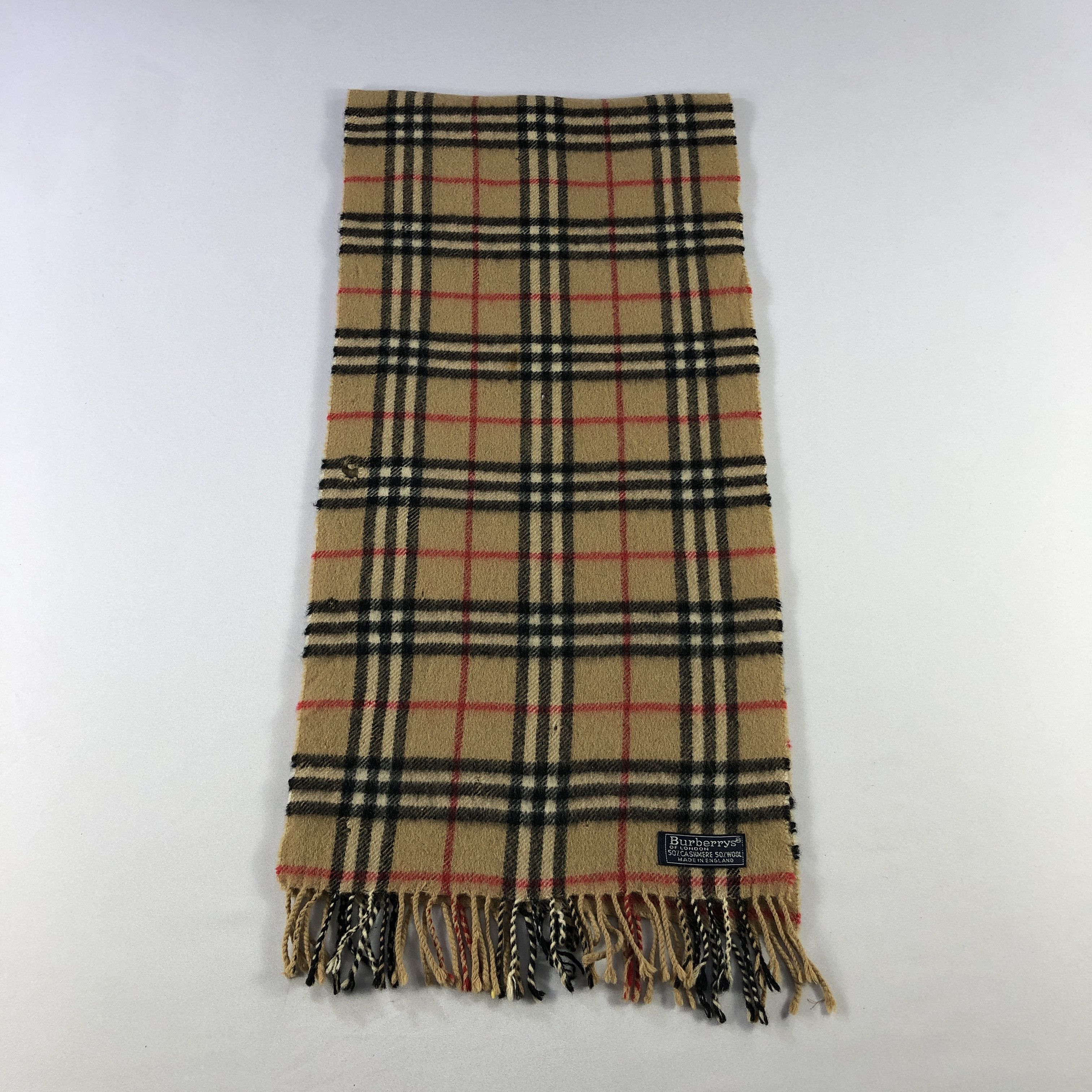 Burberry Burberrys Nova Check Tan Wool/Cashmere Scarf Muffler V2842 Size ONE SIZE - 2 Thumbnail