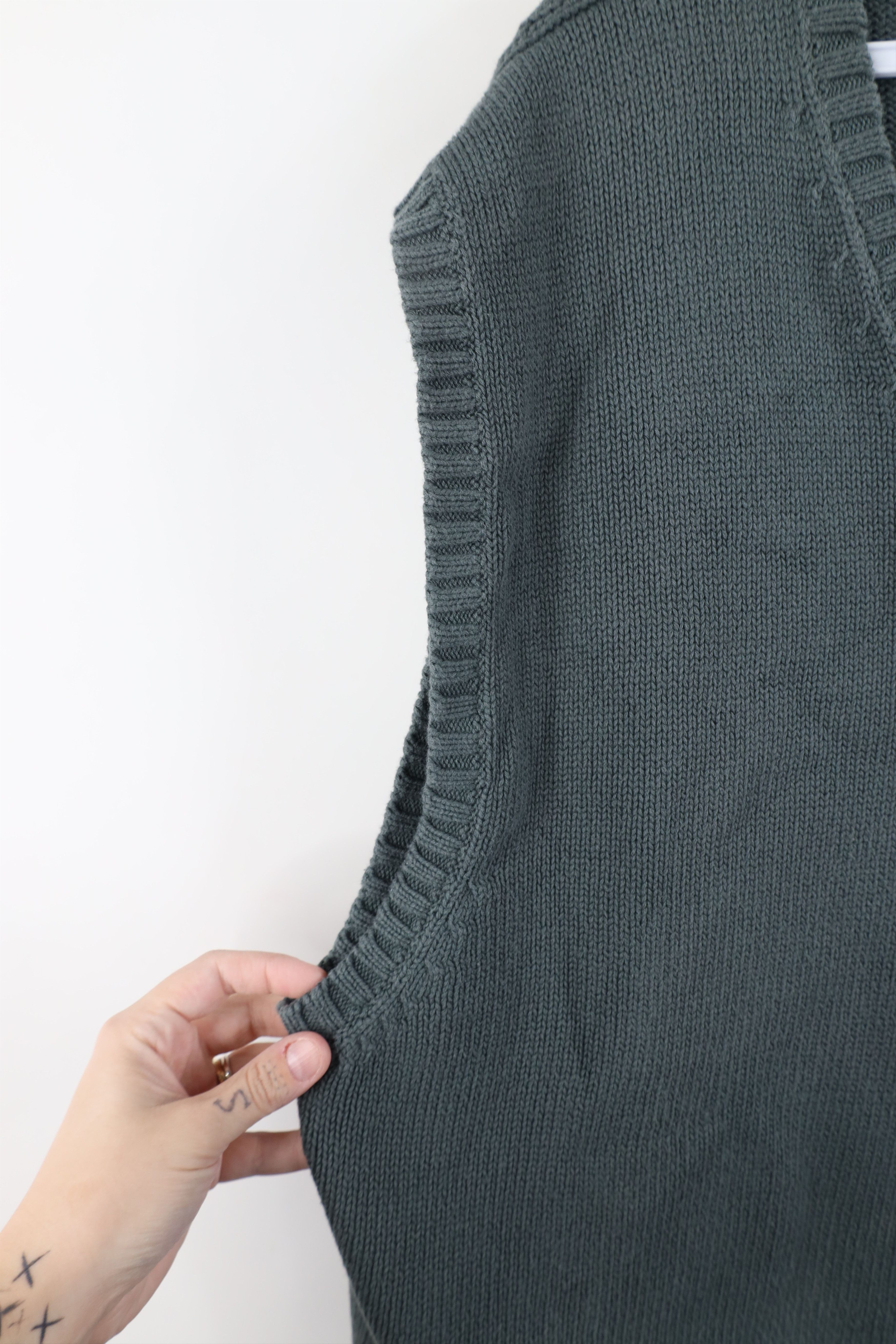 Gap Vintage 90s Gap Blank Cotton Knit V-Neck Sweater Vest Green Size US XL / EU 56 / 4 - 7 Thumbnail