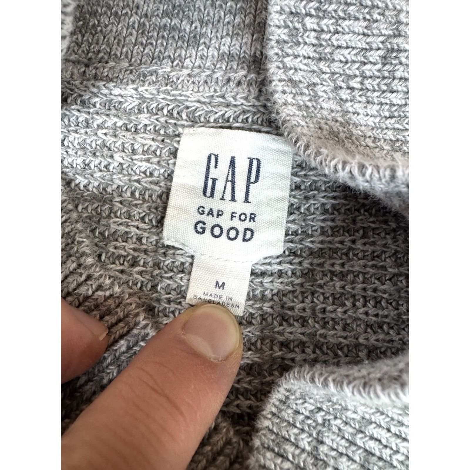 Gap Gap Sweater Gray Shawl Collar Pullover Knit Cotton Mens Medium Long Sleeve Pullover Pockets Classic Regular VINTAGE? Size US M / EU 48-50 / 2 - 3 Thumbnail