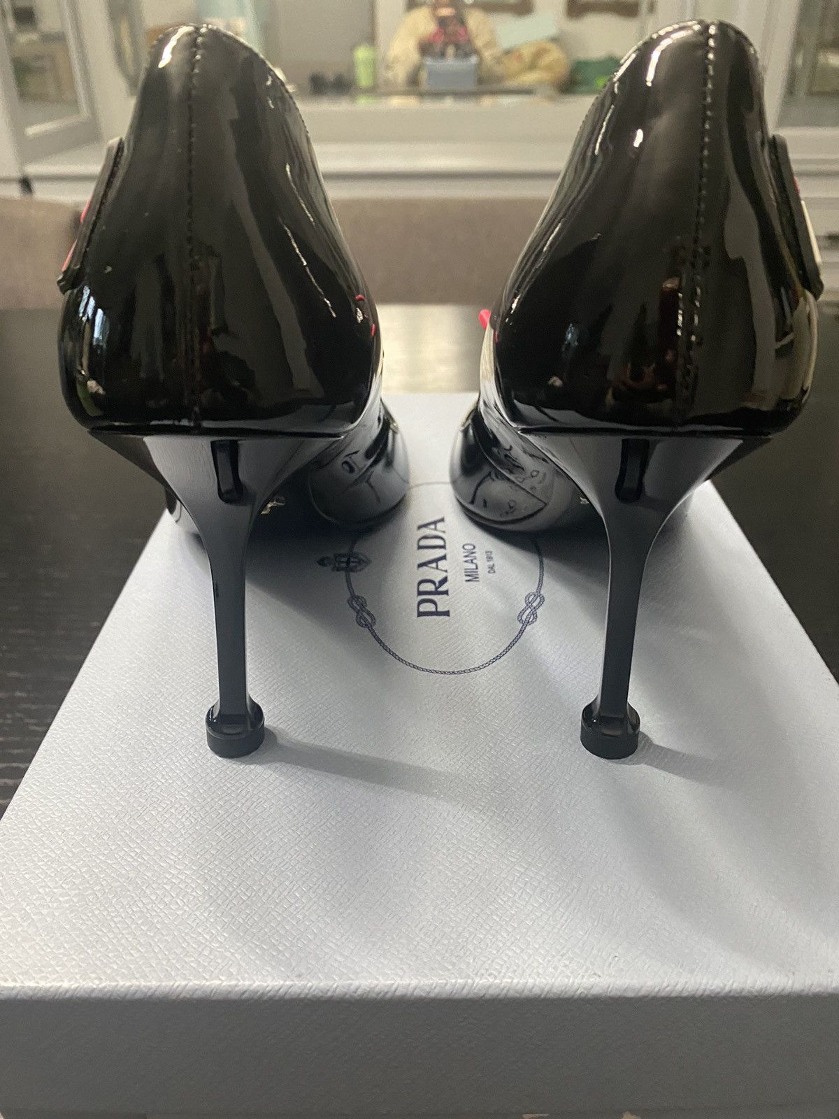 Prada PRADA Patent Leather Rubber Logo D’Orsay High Heel Pumps Size US 9.5 / IT 39.5 - 3 Thumbnail