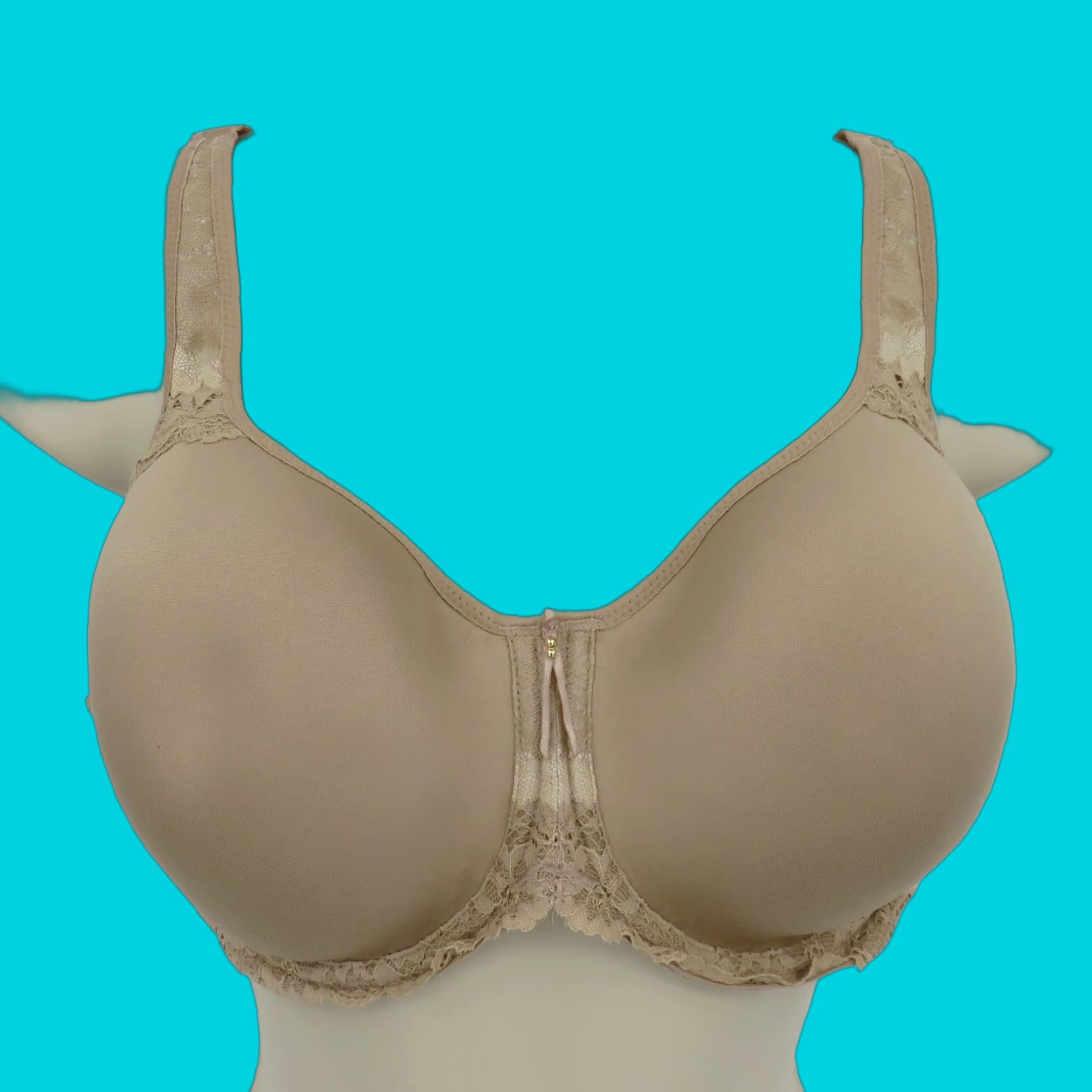 Vintage Wacoal 38D Basic Benefits Contour Lace Bra 853290 Beige Underwire Lined Women Size ONE SIZE - 1 Thumbnail