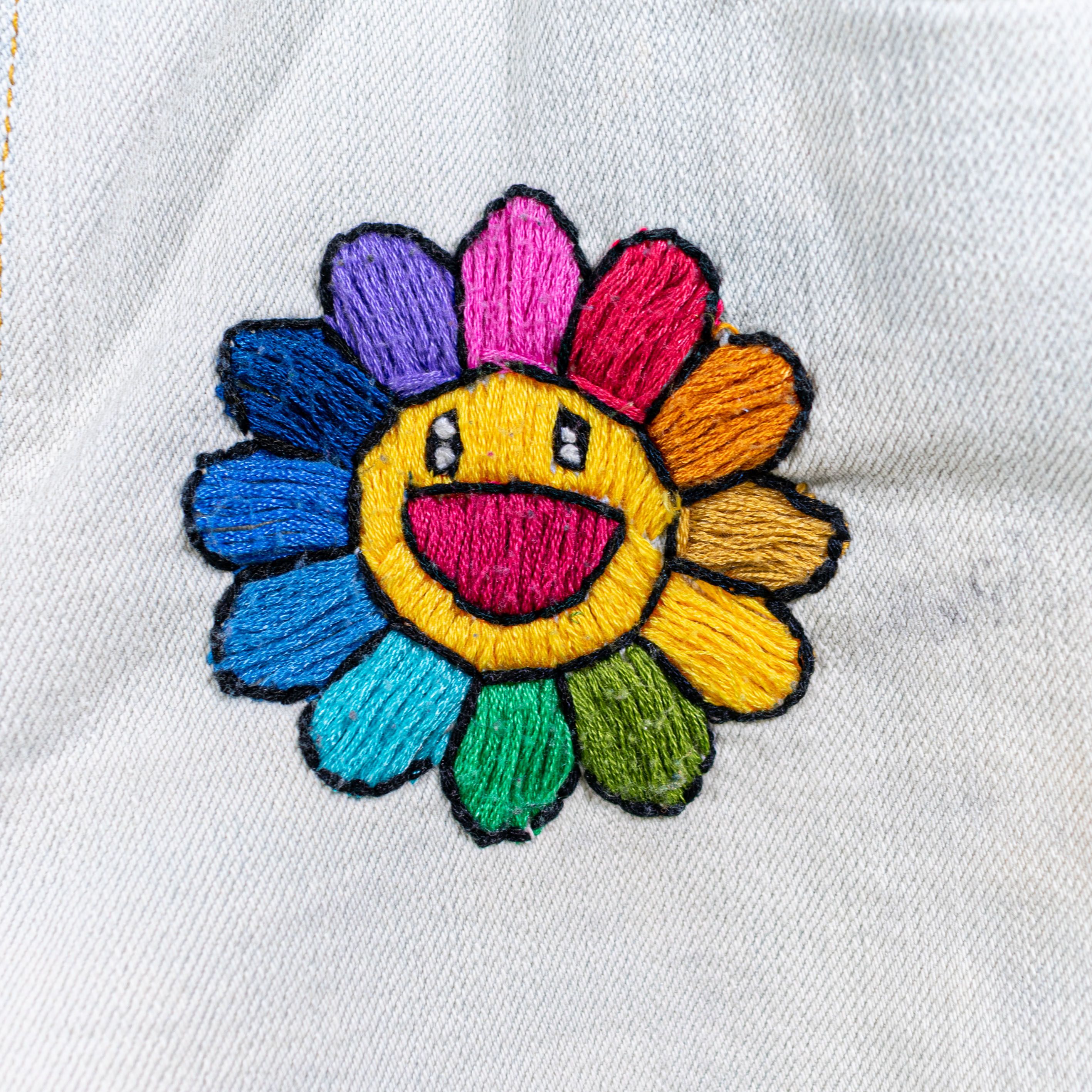 Levi's Levis 550 Relaxed Tapered Jeans Custom Embroidered Flower Size 29" - 9 Thumbnail