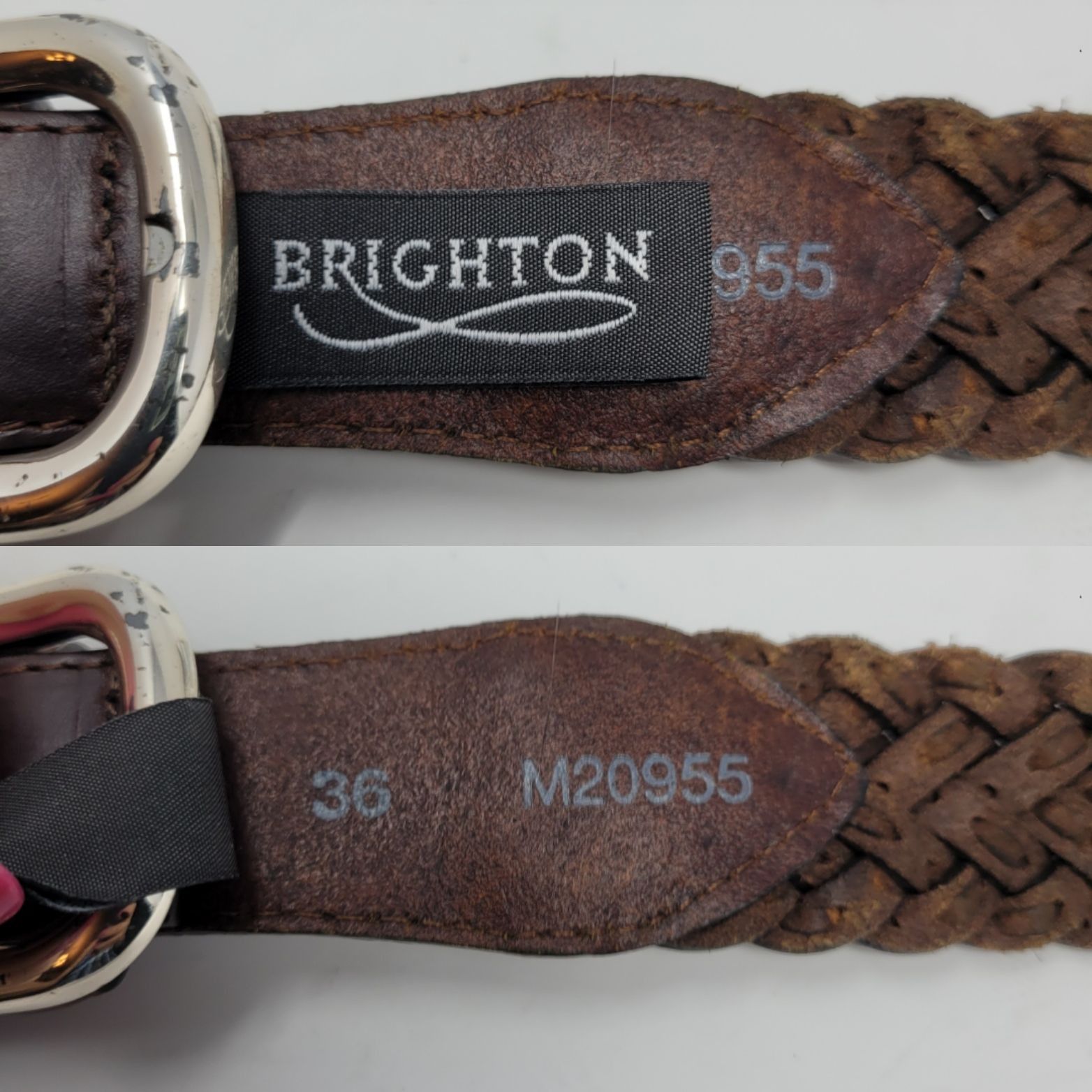 Brighton Vtg Brighton Mens Braided Leather Belt 36 Brown Silver Buckl Size 36 - 3 Thumbnail