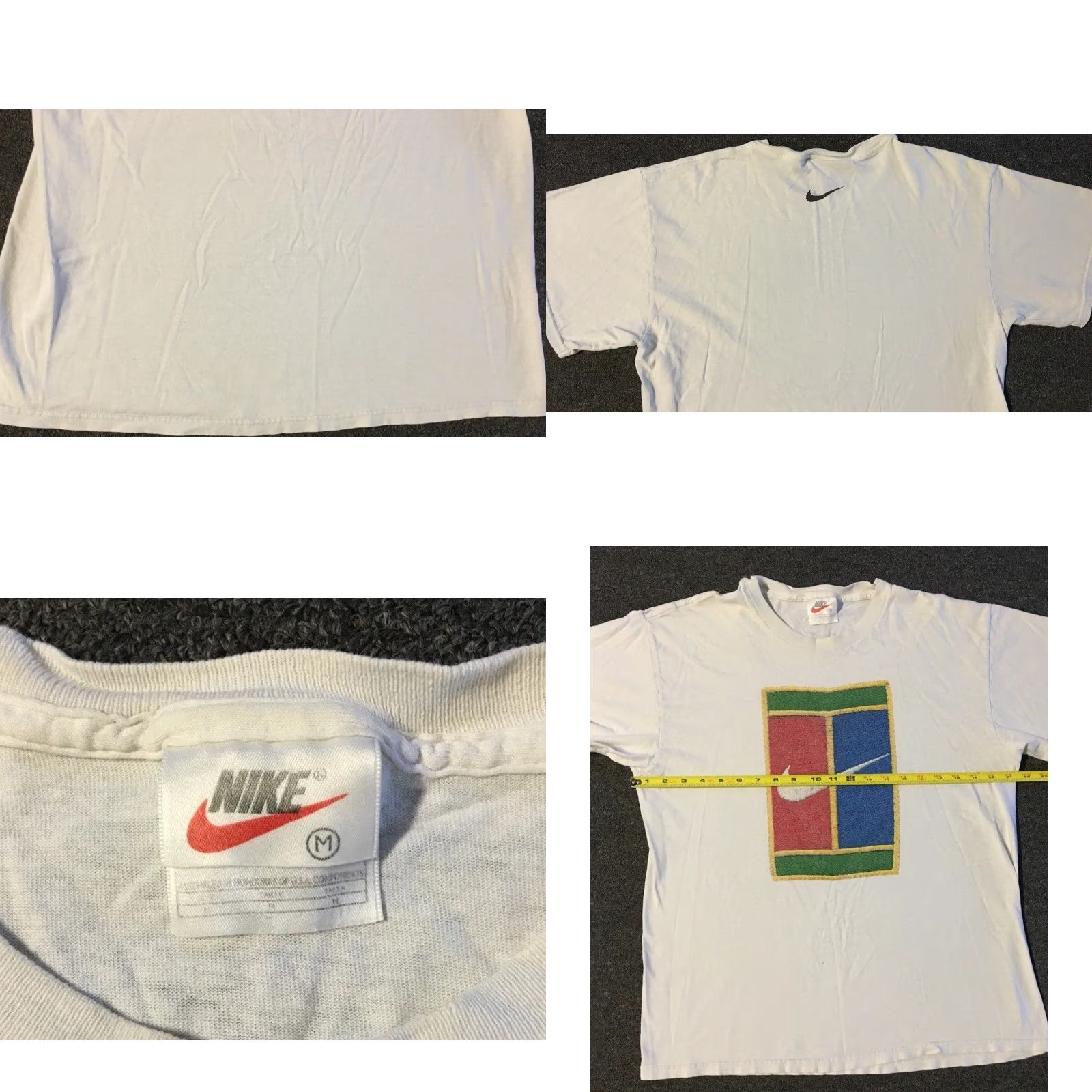 Nike VINTAGE Nike Shirt M 90s Swoosh Faded Challenge Court Grunge Hip Hop Rap Tennis Andre Agassi White Striped Pattern Mens Gift Size US M / EU 48-50 / 2 - 8 Thumbnail