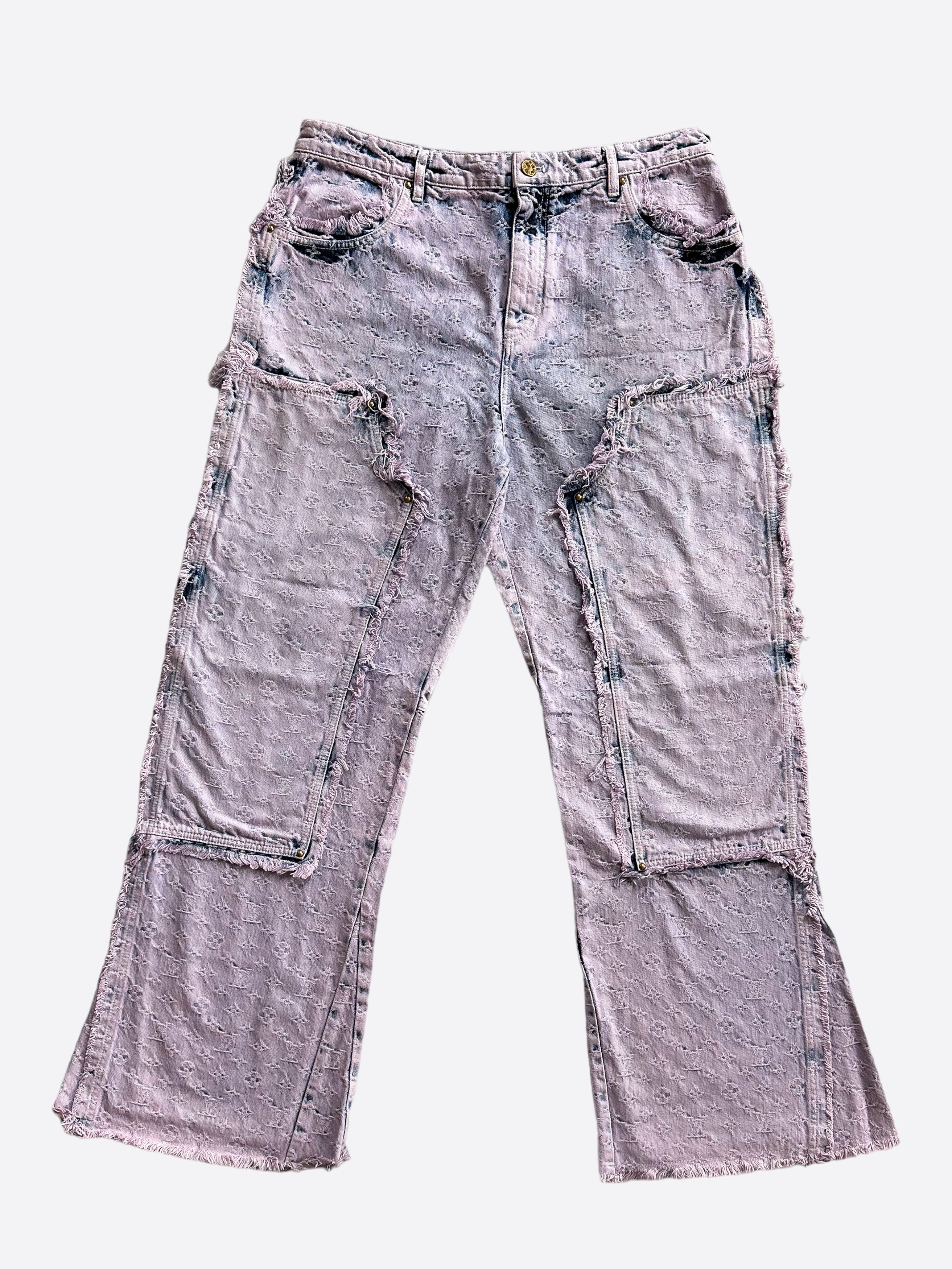 image of Louis Vuitton Purple & Blue Monogram Carpenter Jeans, Men's (Size 30)