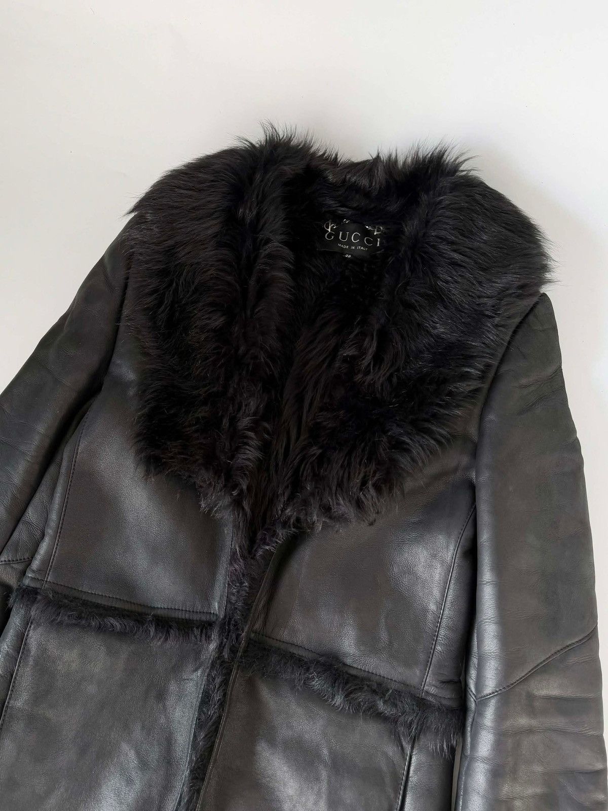 Gucci 2000’s Gucci by Tom Ford Black Shearling Leather Coat Size XS / US 0-2 / IT 36-38 - 5 Thumbnail