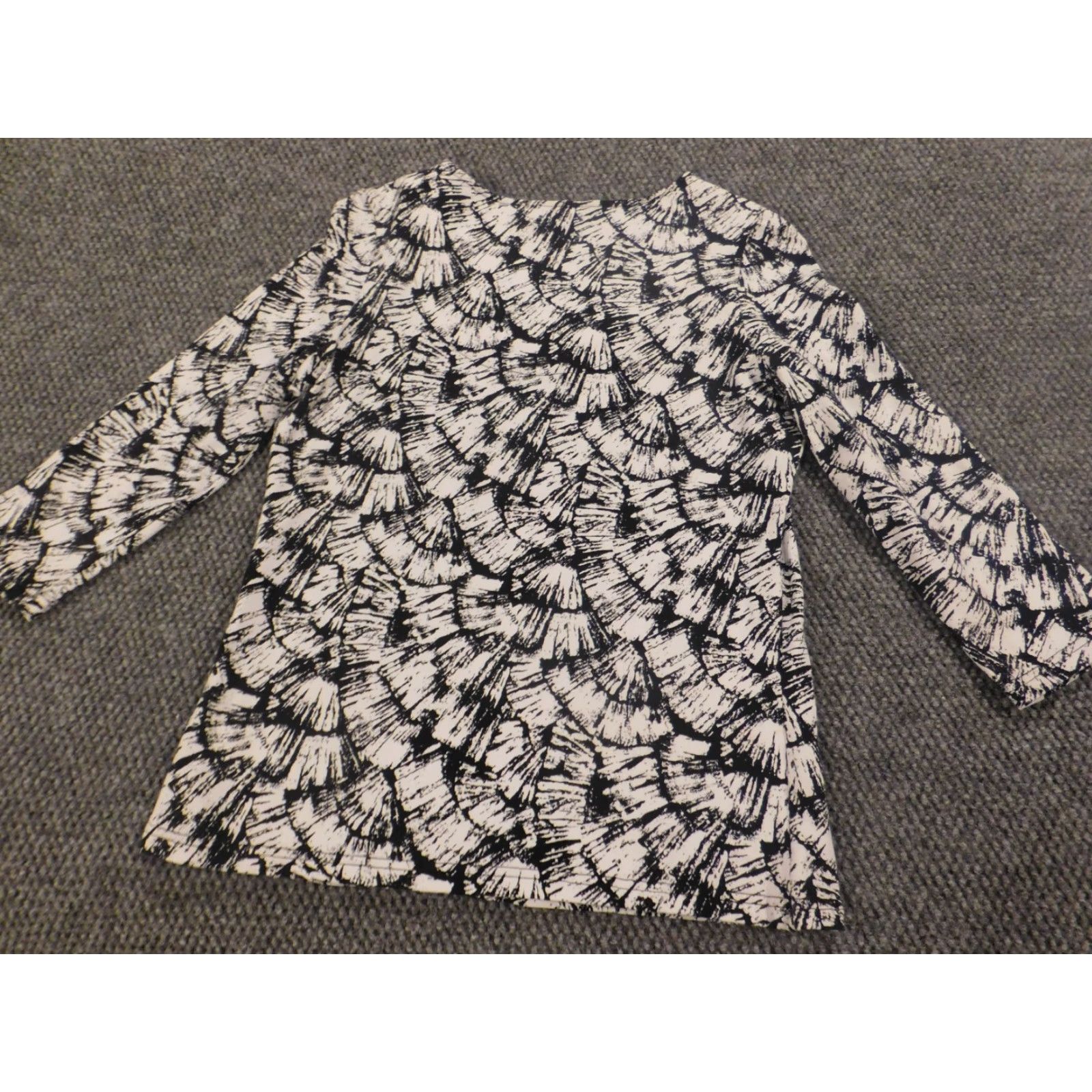 Vintage Kim Rogers Shirt Womens S Black Crew Neck Pullover Stretch Top Geometric Pattern Blouse Casual Regular Designer Womens Blouse Size S / US 4 / IT 40 - 6 Thumbnail